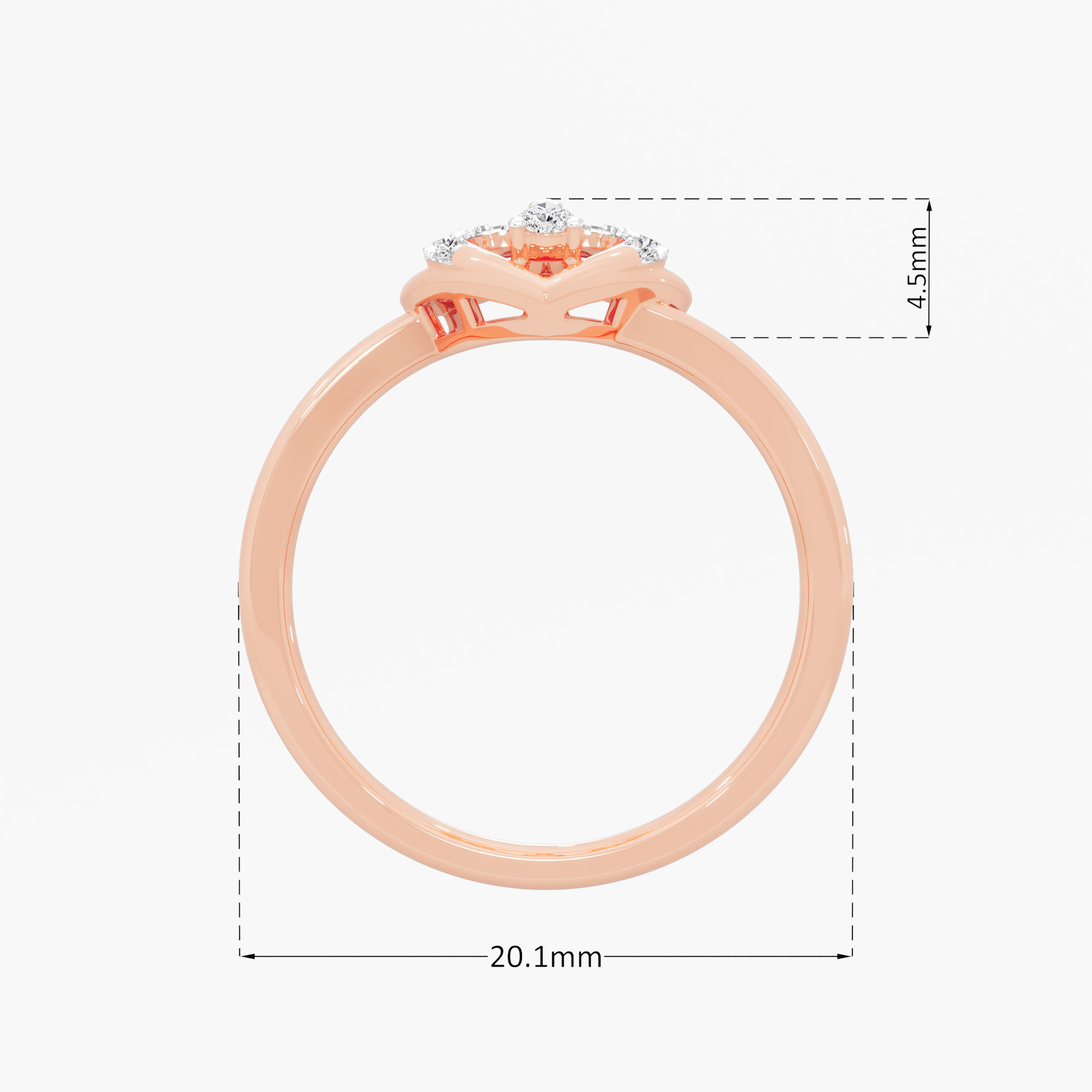 Cascading Sweetheart Diamond Ring in 9KT Rose Gold (Diamond Quality: FG-VVS VS)
