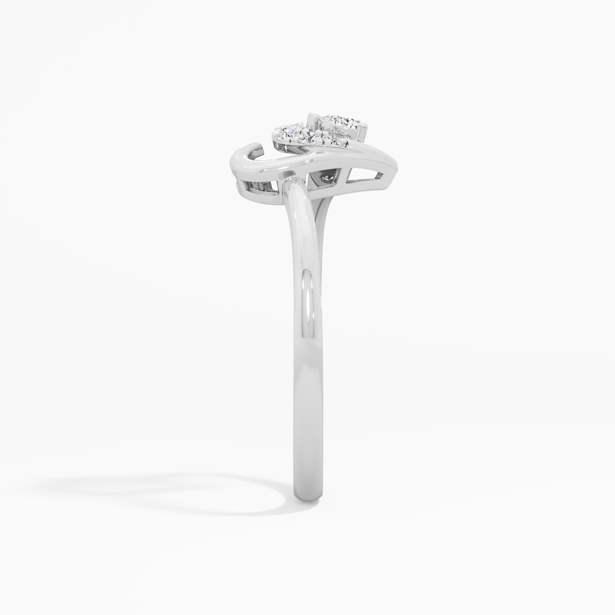 Cascading Sweetheart Diamond Ring in 9KT White Gold (Diamond Quality: FG-VVS VS)