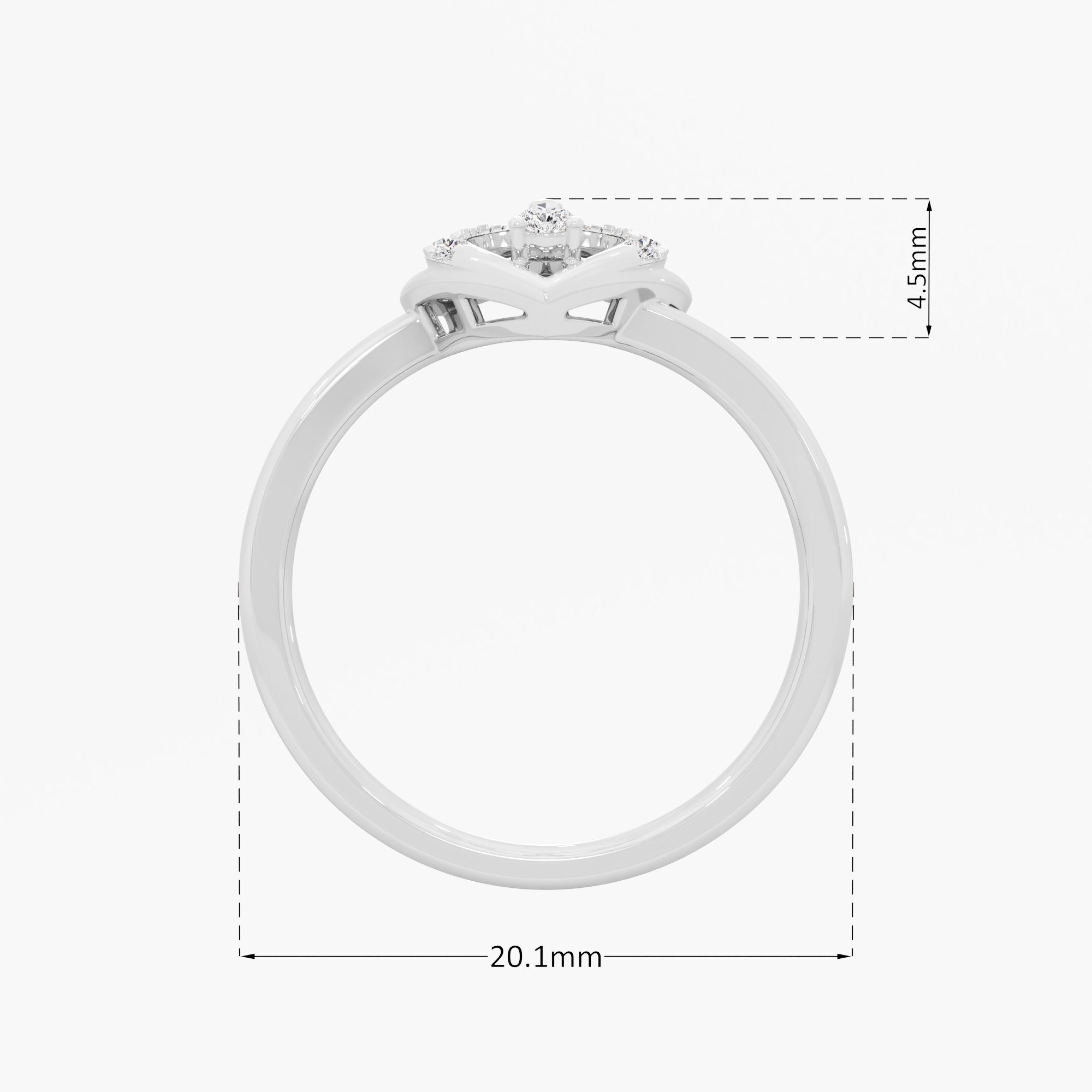 Cascading Sweetheart Diamond Ring in 9KT White Gold (Diamond Quality: FG-VVS VS)