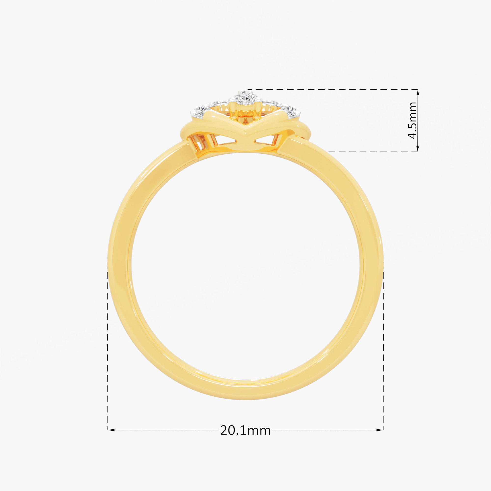Cascading Sweetheart Diamond Ring in 9KT Yellow Gold (Diamond Quality: FG-VVS VS)