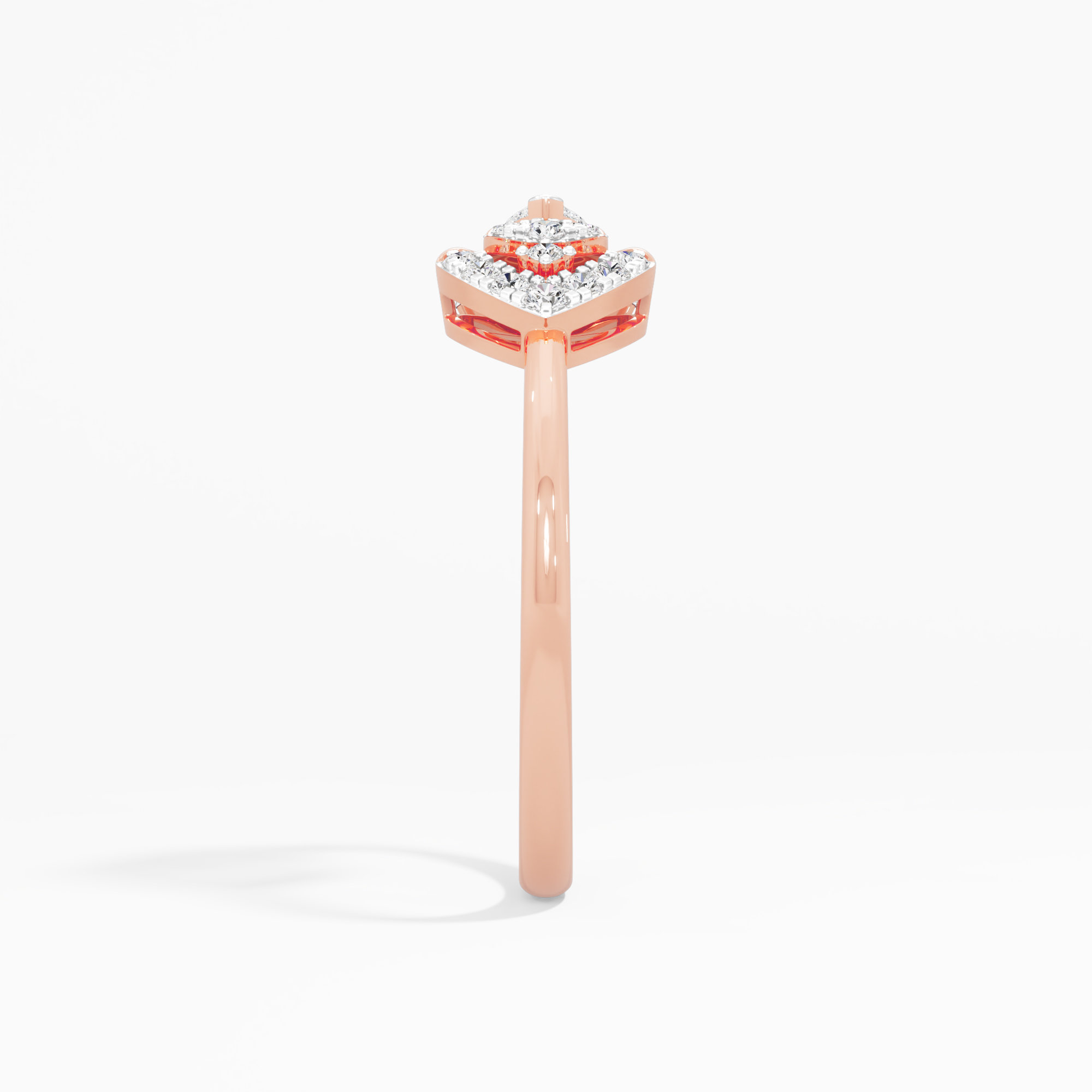 Navette Halo Diamond Ring in 9KT Rose Gold (Diamond Quality: FG-VVS VS)