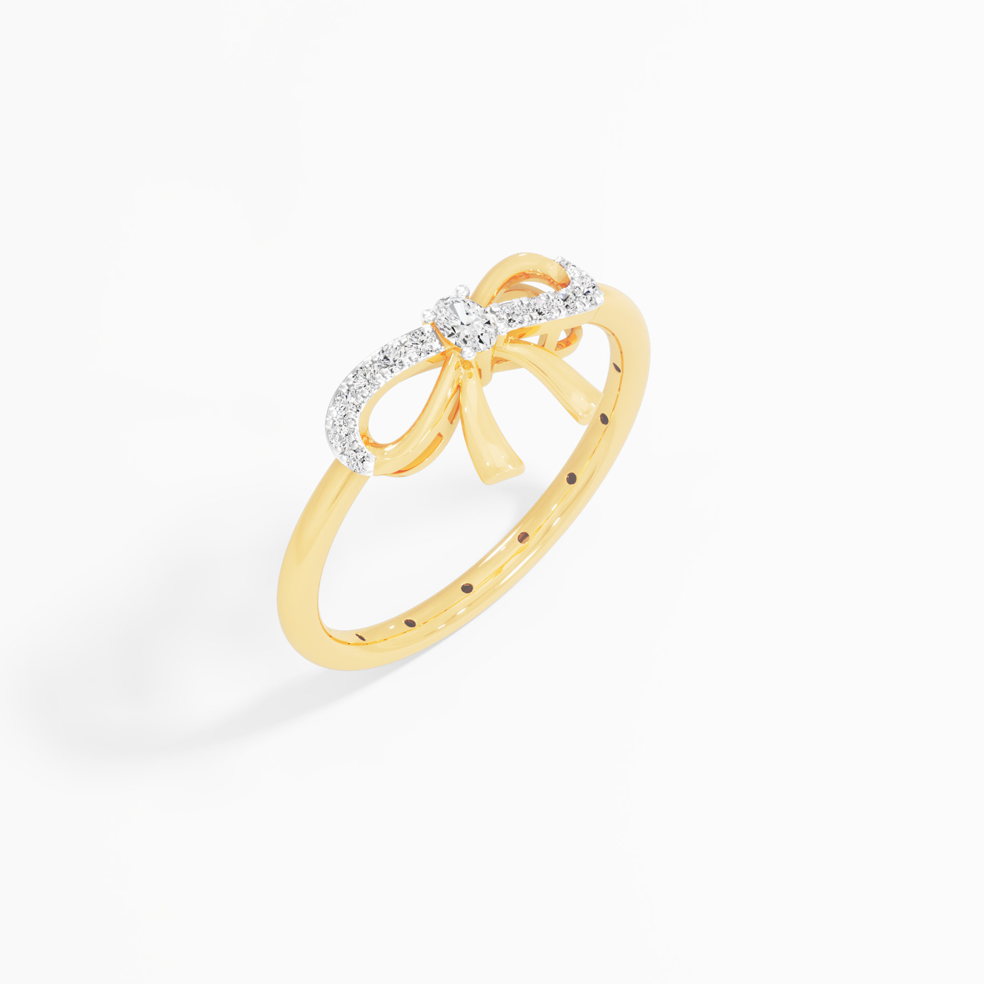 Ribbon Charm Oval Diamond Ring in 9KT Yellow Gold (Diamond Quality: FG-VVS VS)