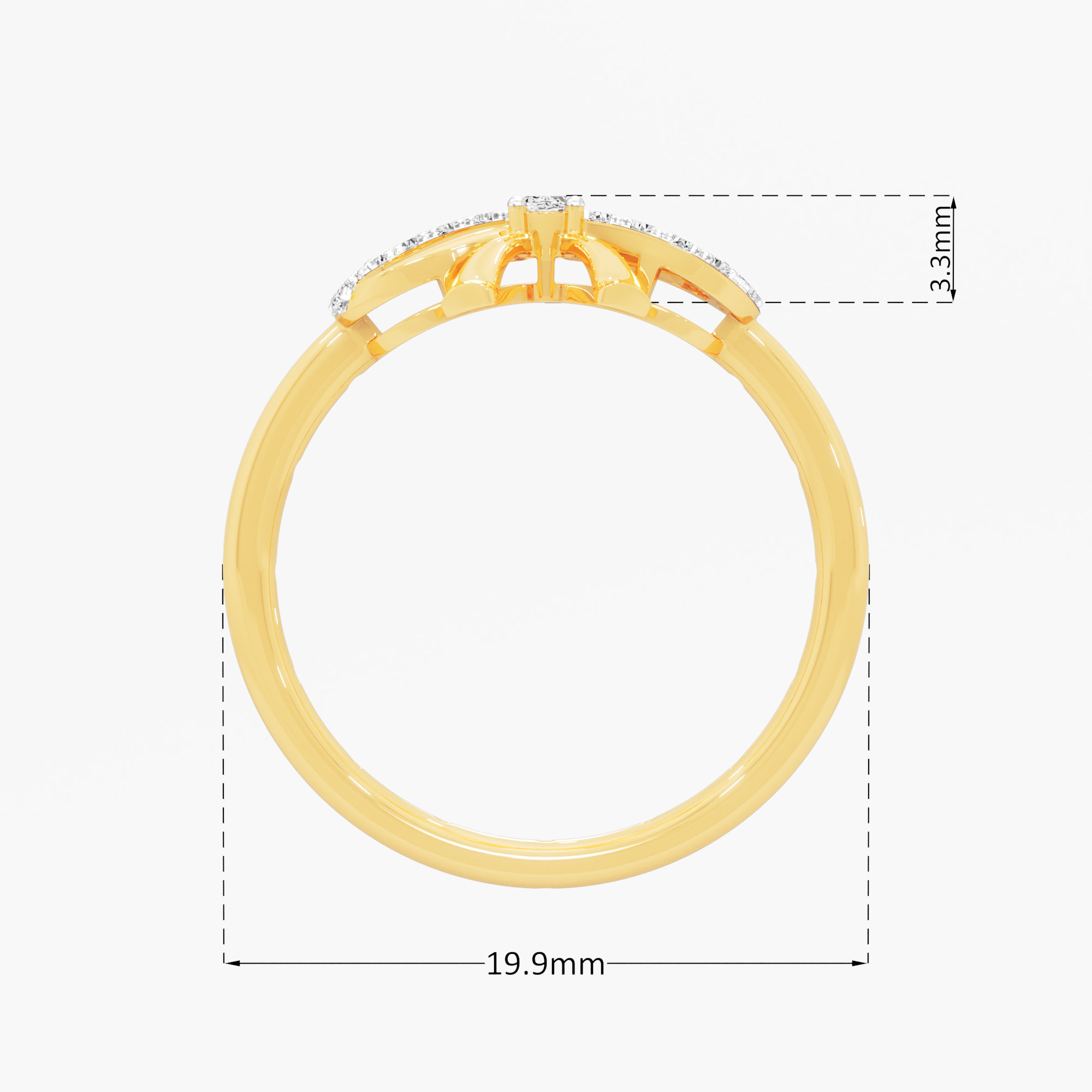 Ribbon Charm Oval Diamond Ring in 9KT Yellow Gold (Diamond Quality: FG-VVS VS)