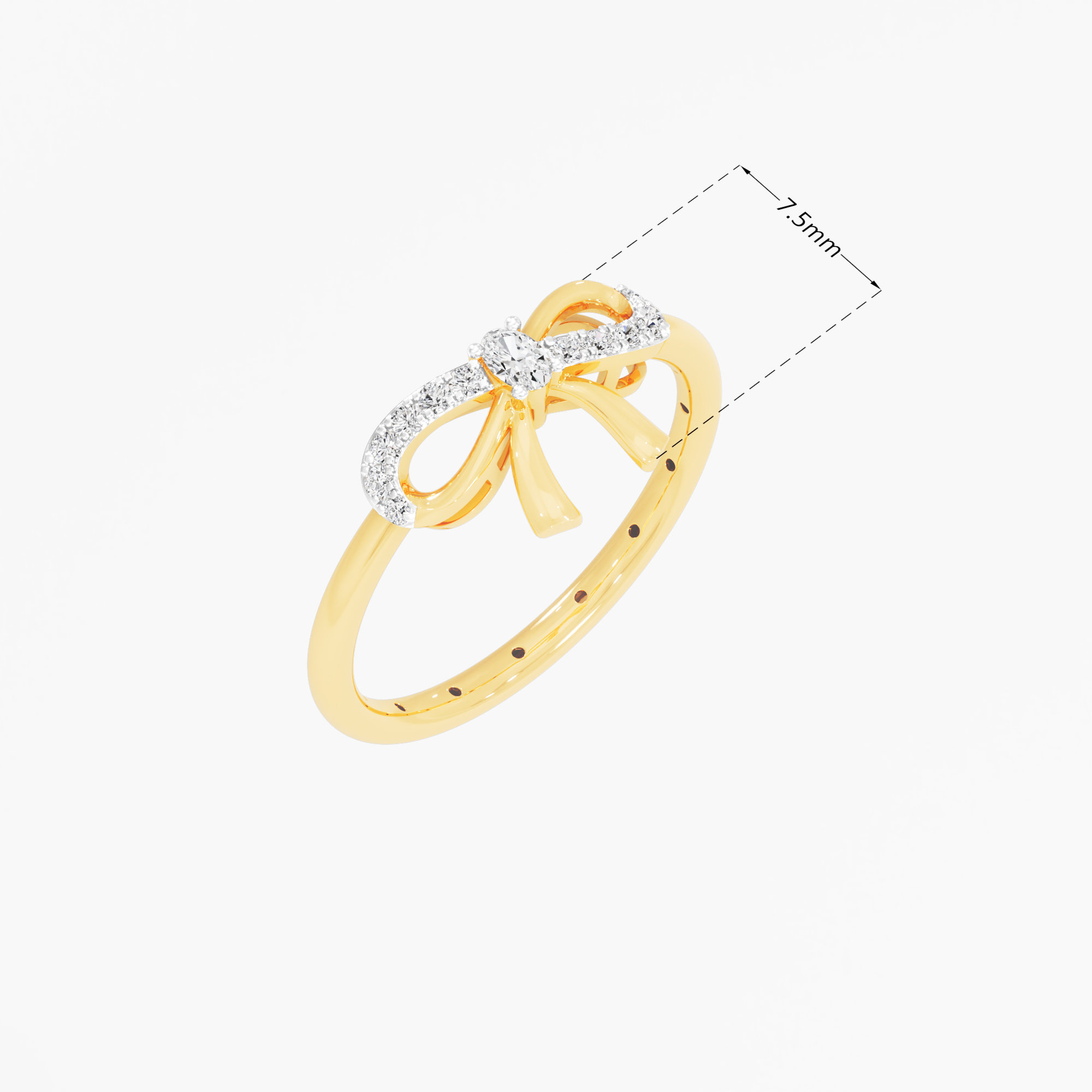 Ribbon Charm Oval Diamond Ring in 9KT Yellow Gold (Diamond Quality: FG-VVS VS)