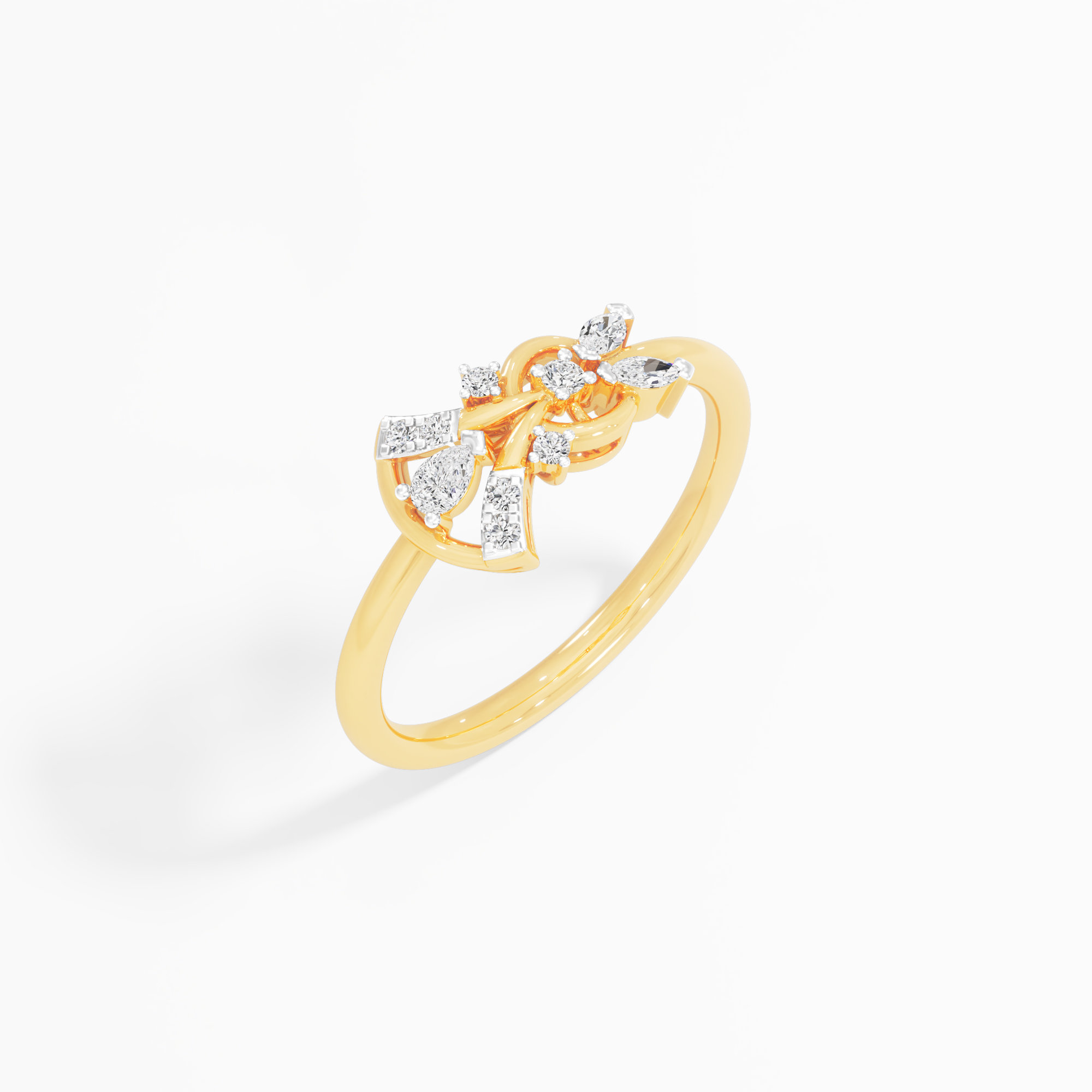 Celestial Fan Cluster Diamond Ring in 9KT Yellow Gold (Diamond Quality: FG-VVS VS)