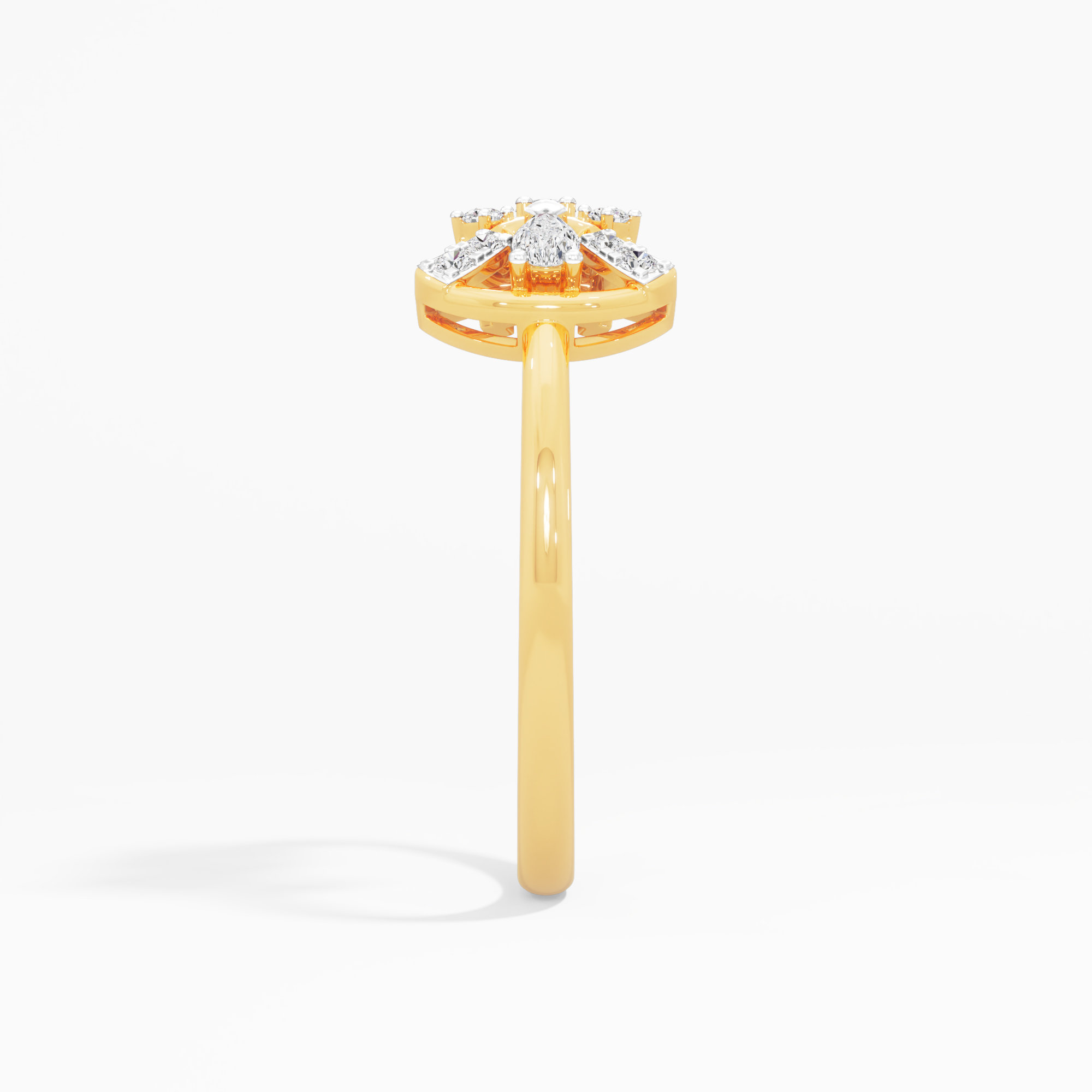 Celestial Fan Cluster Diamond Ring in 9KT Yellow Gold (Diamond Quality: FG-VVS VS)