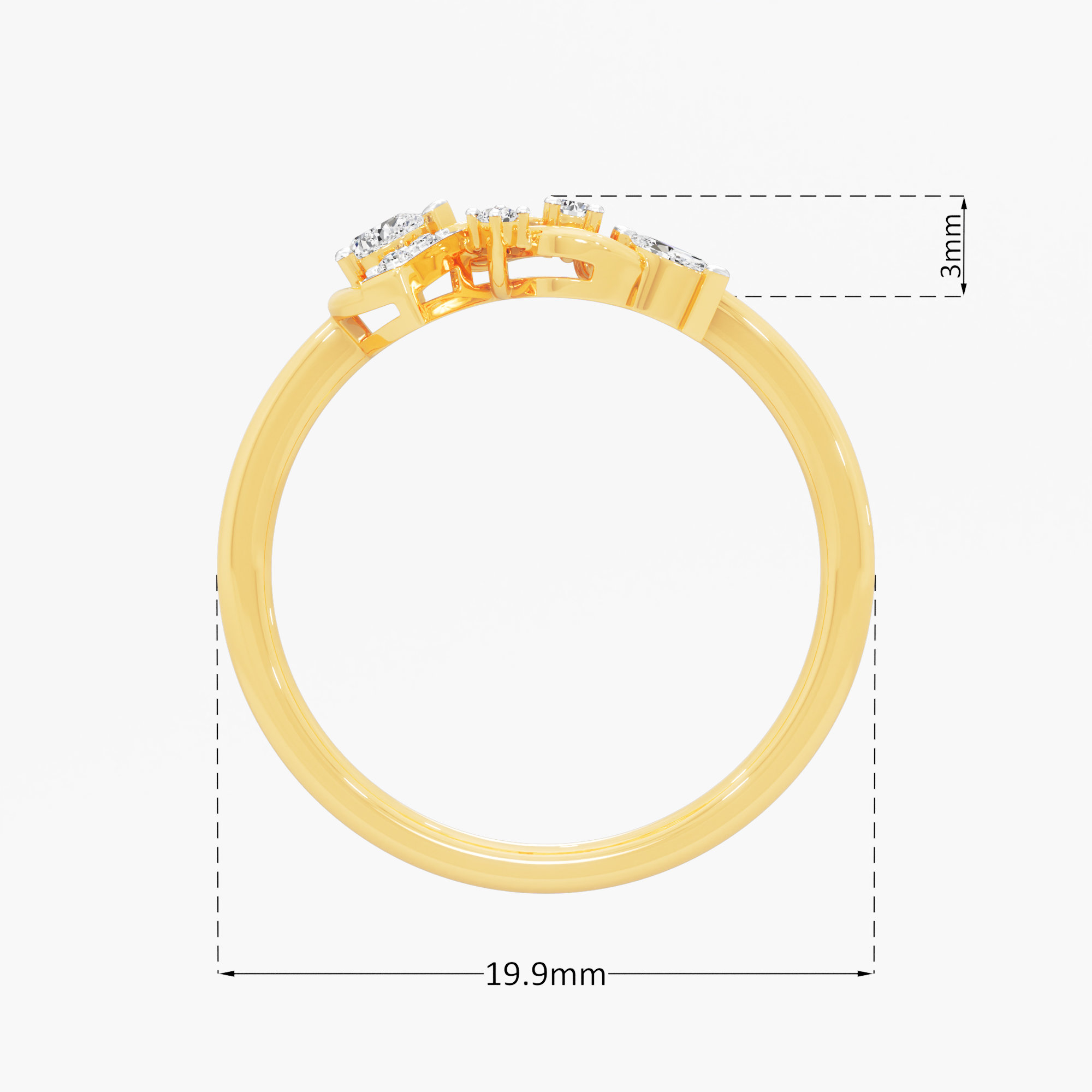 Celestial Fan Cluster Diamond Ring in 9KT Yellow Gold (Diamond Quality: FG-VVS VS)