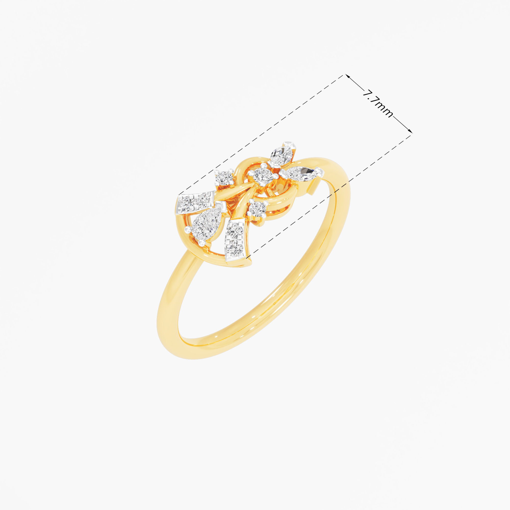 Celestial Fan Cluster Diamond Ring in 9KT Yellow Gold (Diamond Quality: FG-VVS VS)
