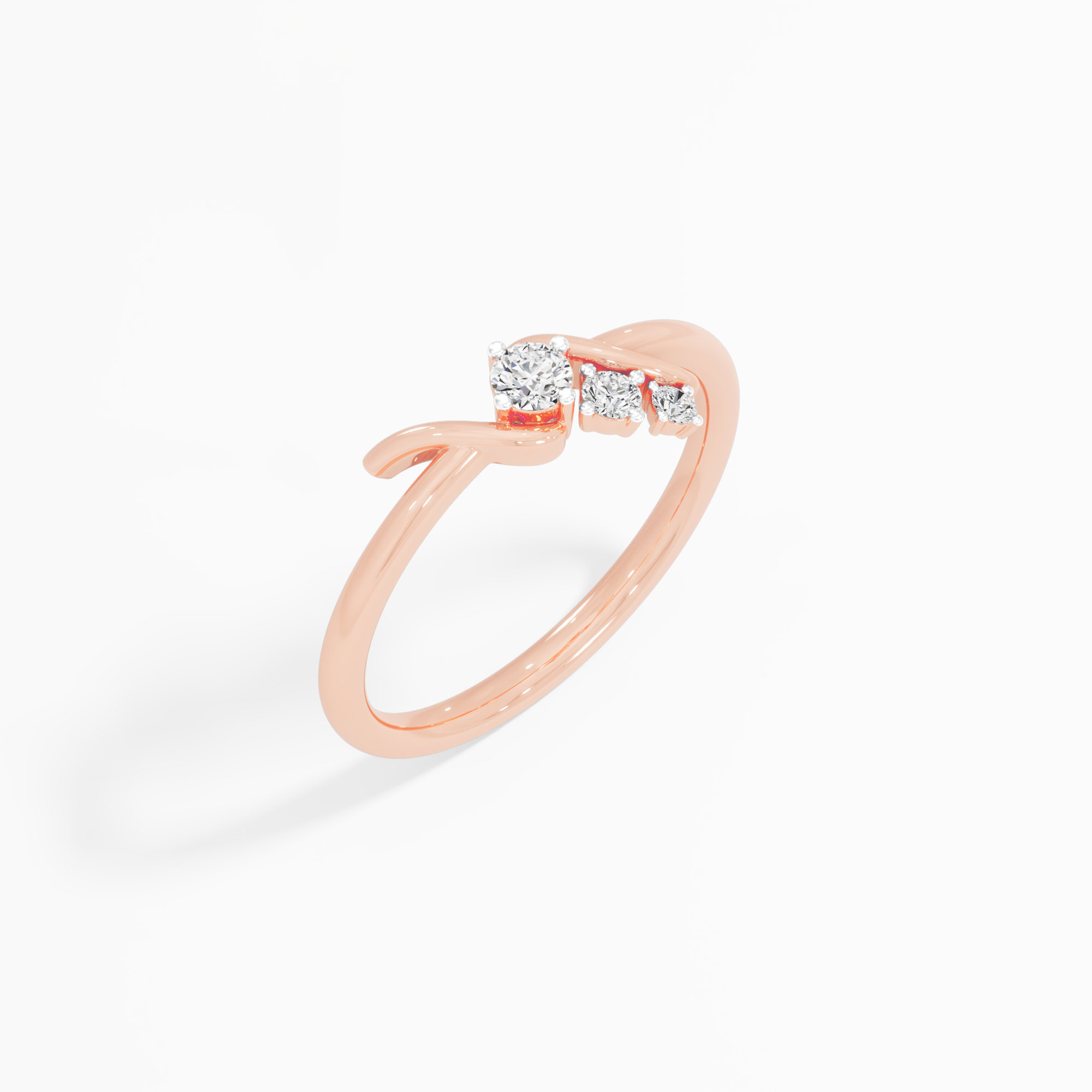 Wave Trail Diamond Ring in 9KT Rose Gold (Diamond Quality: FG-VVS VS)