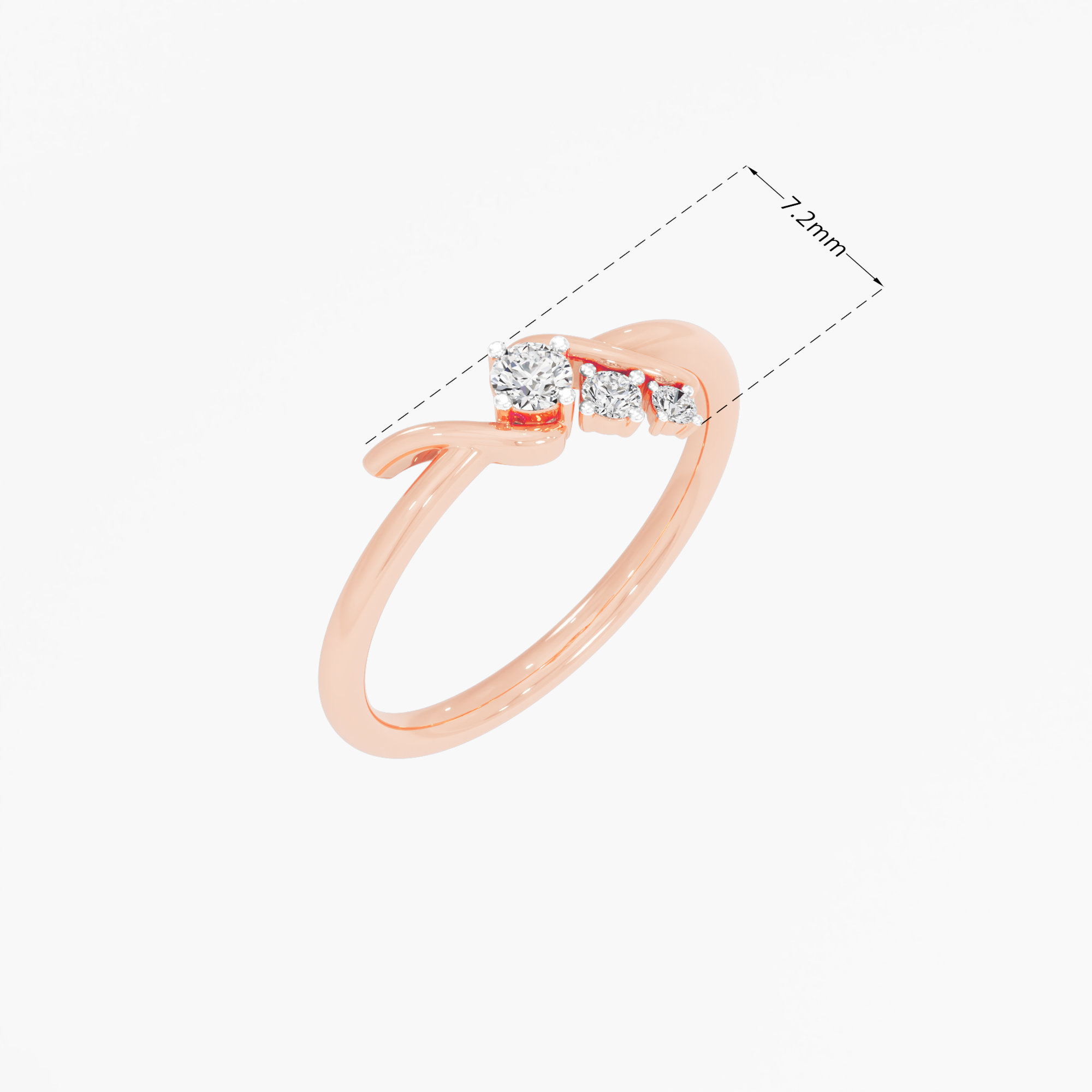 Wave Trail Diamond Ring in 9KT Rose Gold (Diamond Quality: FG-VVS VS)