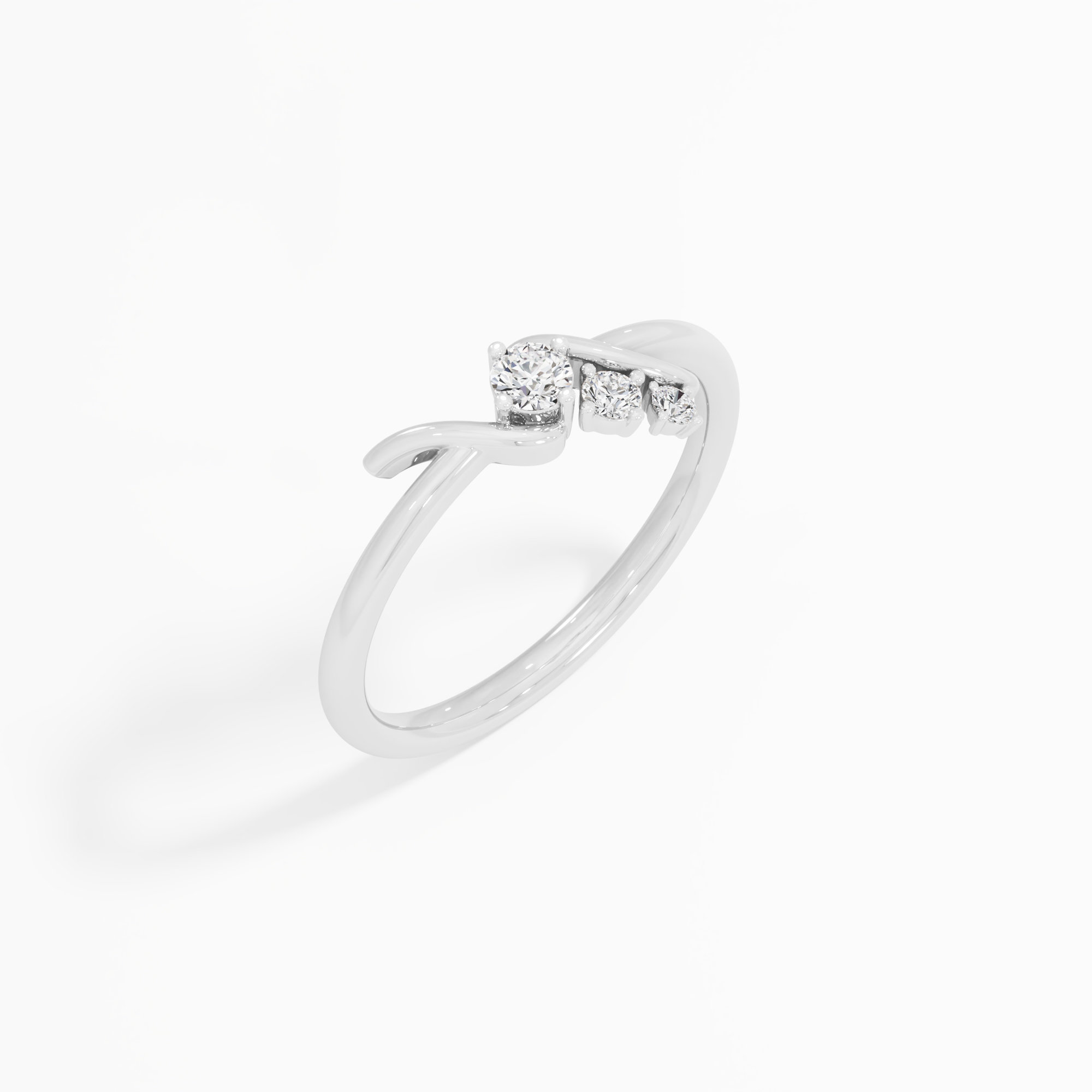 Wave Trail Diamond Ring in 9KT White Gold (Diamond Quality: FG-VVS VS)