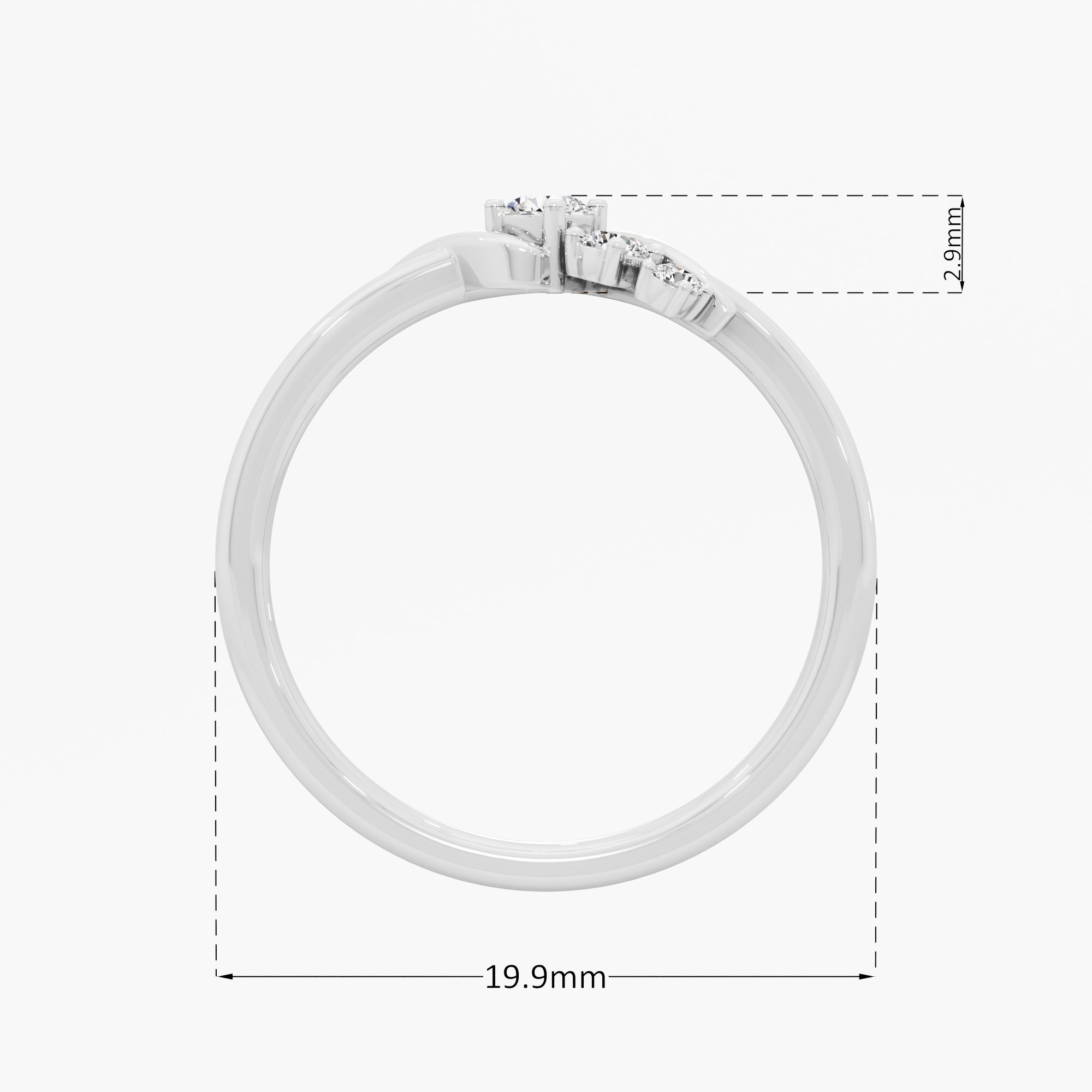 Wave Trail Diamond Ring in 9KT White Gold (Diamond Quality: FG-VVS VS)