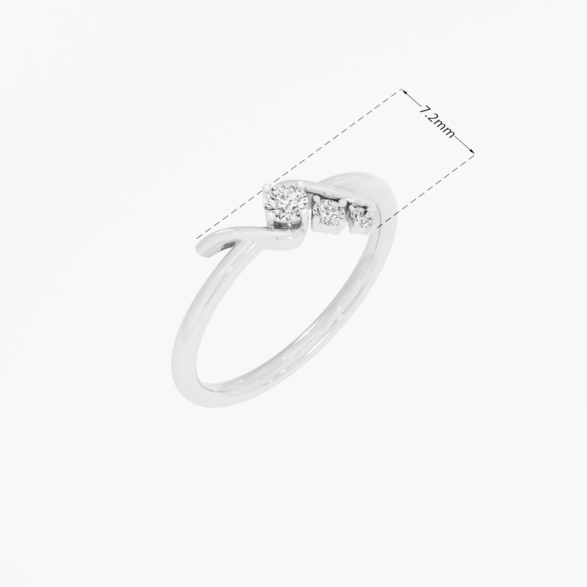 Wave Trail Diamond Ring in 9KT White Gold (Diamond Quality: FG-VVS VS)