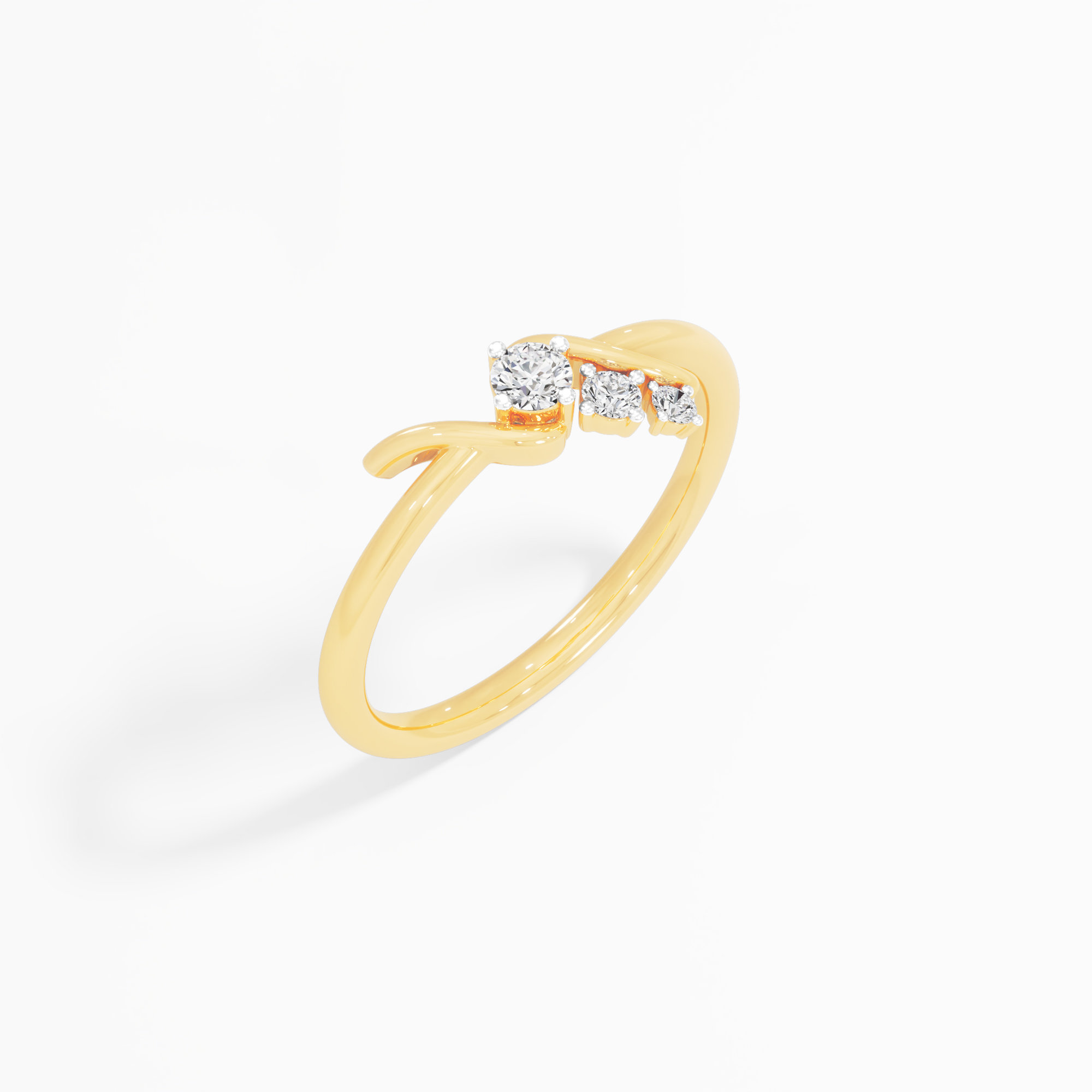 Wave Trail Diamond Ring in 9KT Yellow Gold (Diamond Quality: FG-VVS VS)