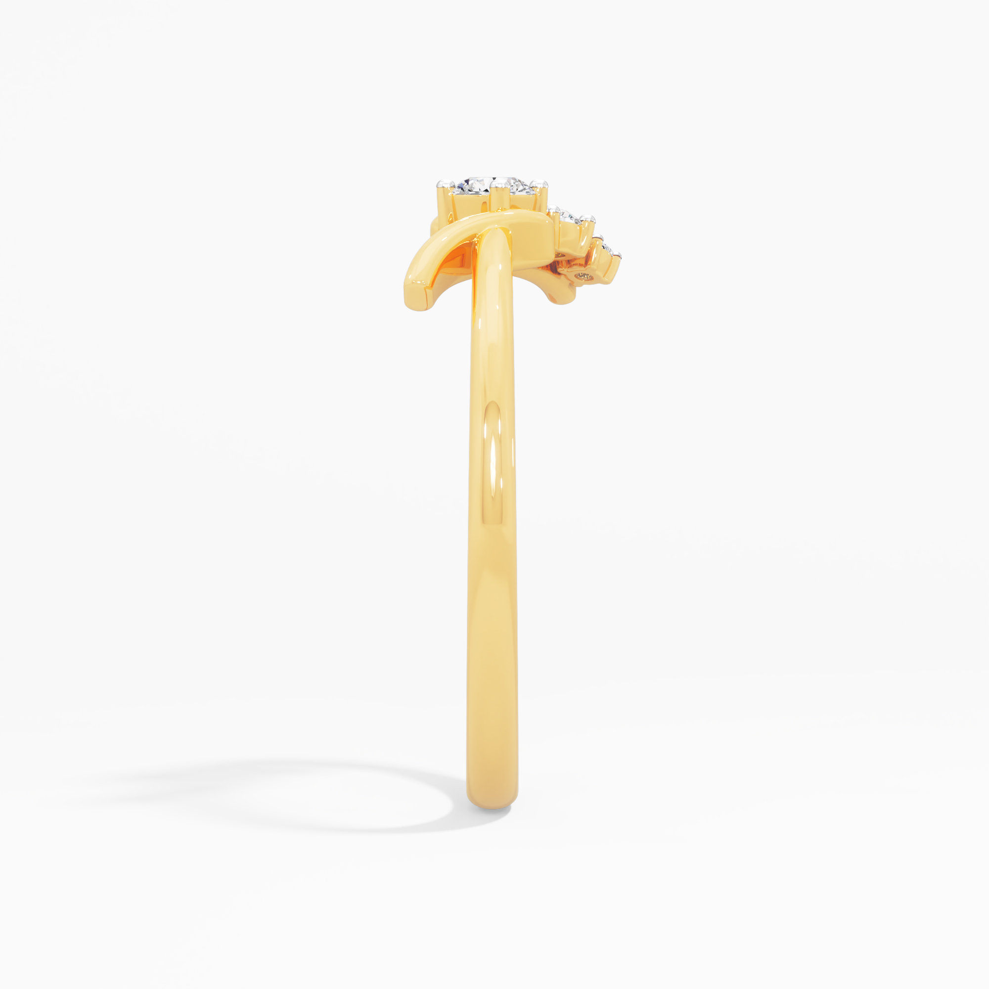 Wave Trail Diamond Ring in 9KT Yellow Gold (Diamond Quality: FG-VVS VS)