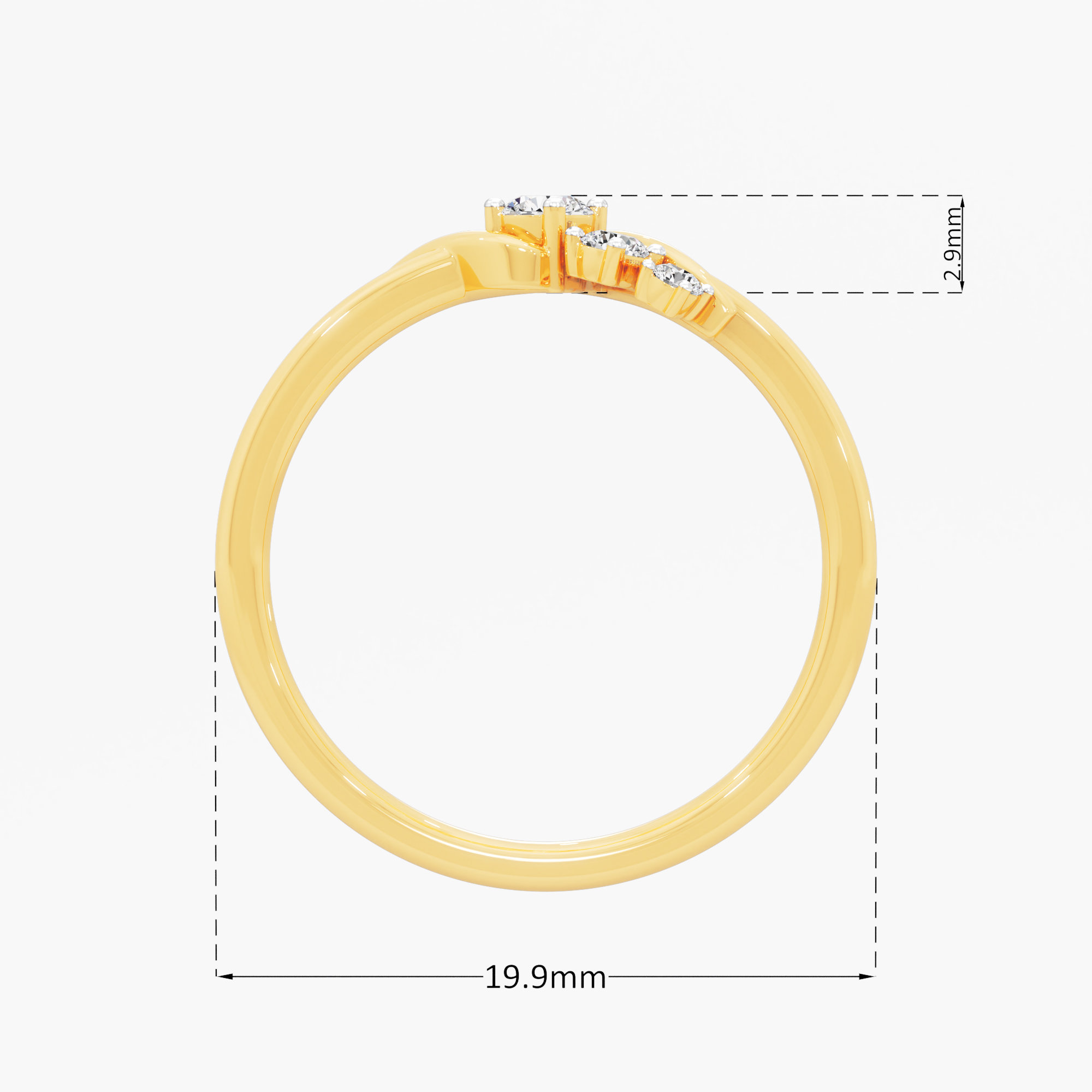 Wave Trail Diamond Ring in 9KT Yellow Gold (Diamond Quality: FG-VVS VS)