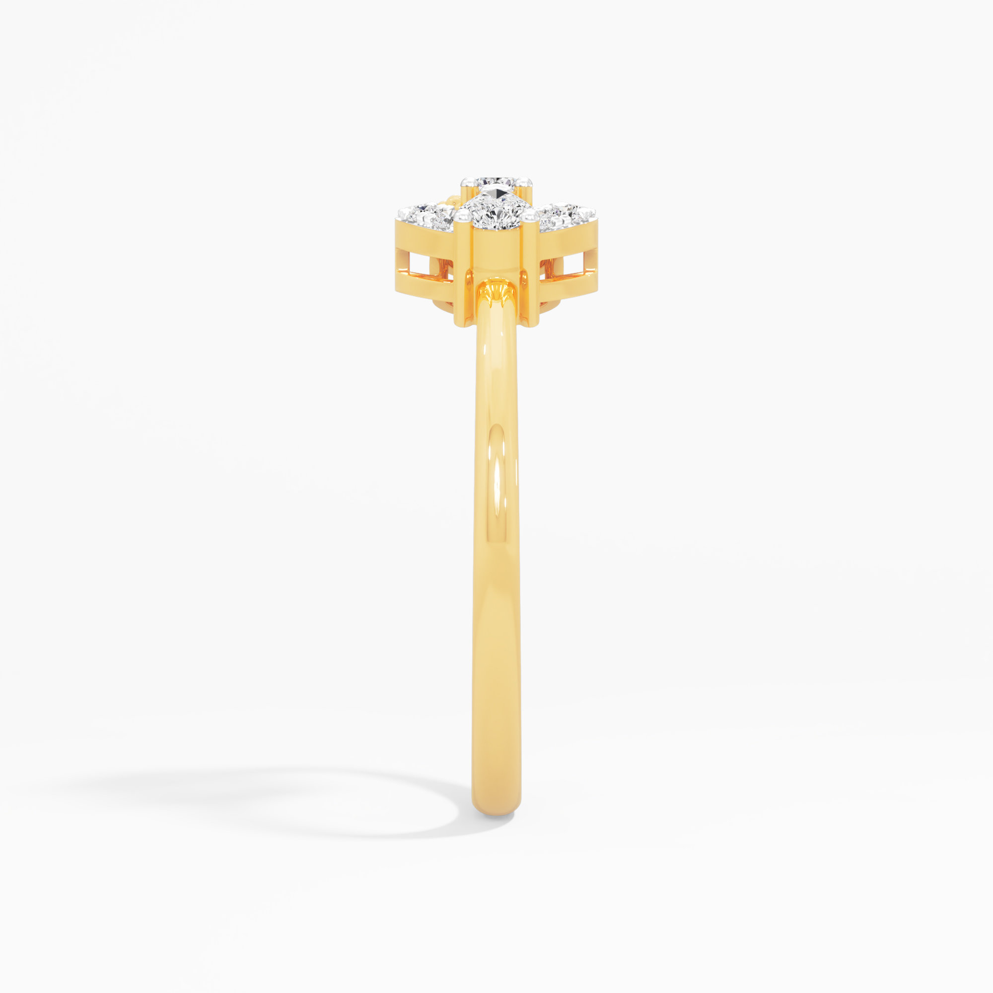 Radiant Circle Pear Diamond Ring in 9KT Yellow Gold (Diamond Quality: FG-VVS VS)