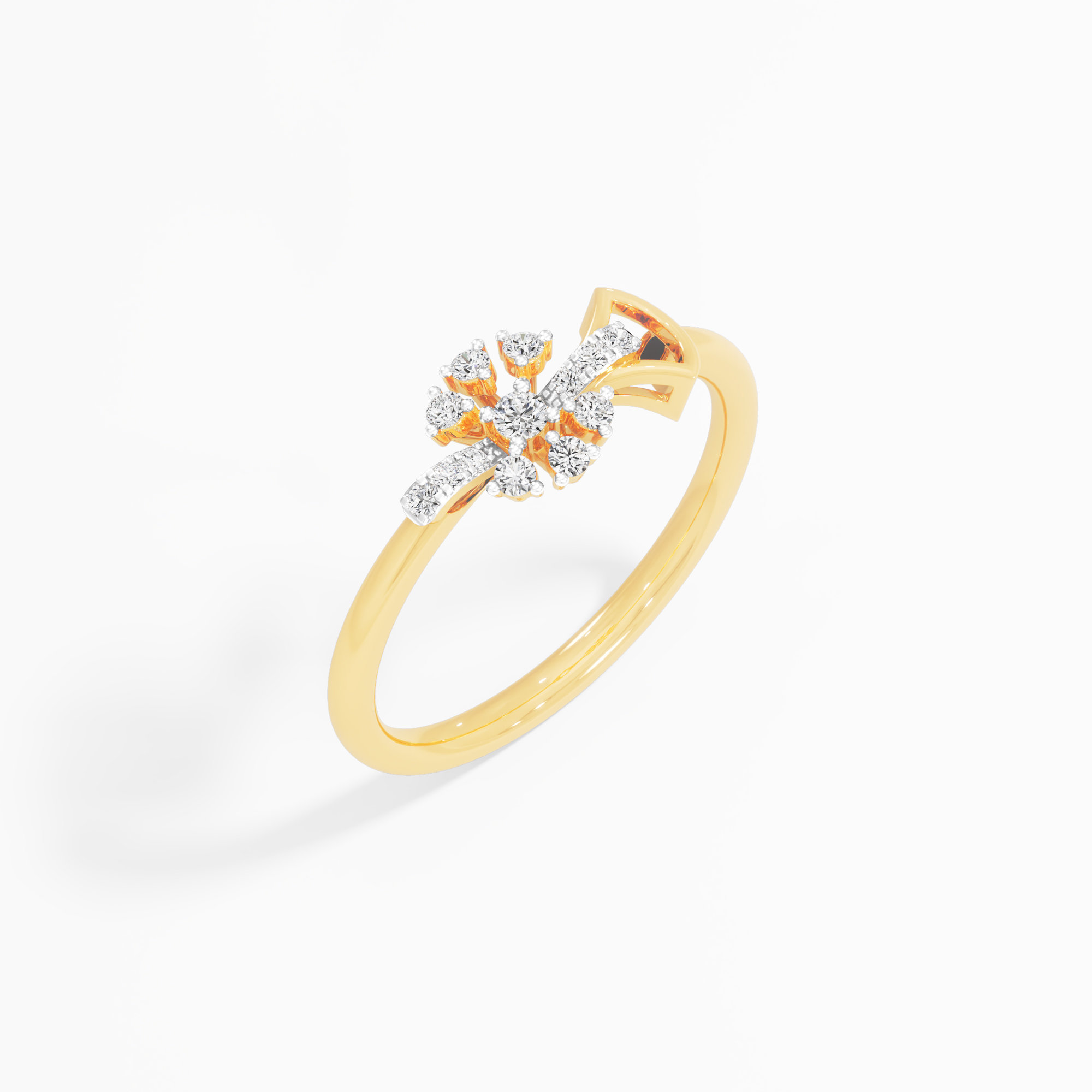 Starburst Petal Diamond Ring in 9KT Yellow Gold (Diamond Quality: FG-VVS VS)