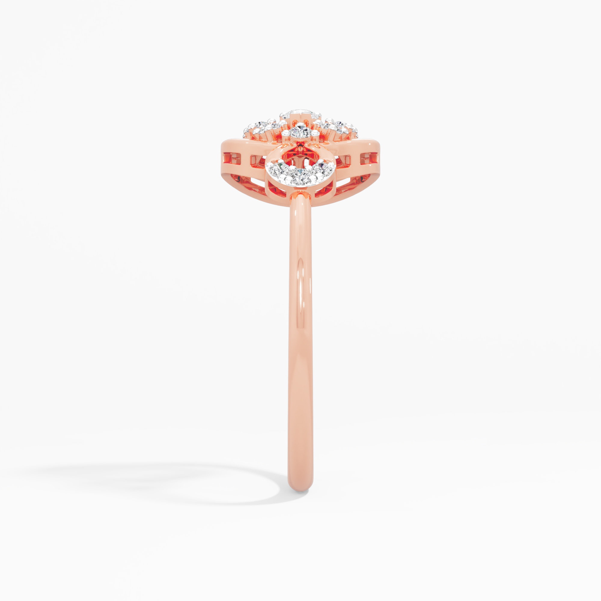 Medallion Halo Diamond Ring in 9KT Rose Gold (Diamond Quality: FG-VVS VS)