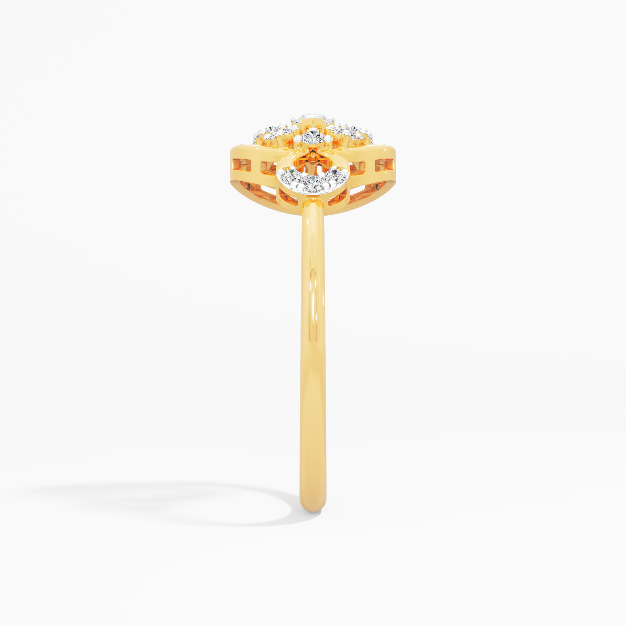 Medallion Halo Diamond Ring in 9KT Yellow Gold (Diamond Quality: FG-VVS VS)