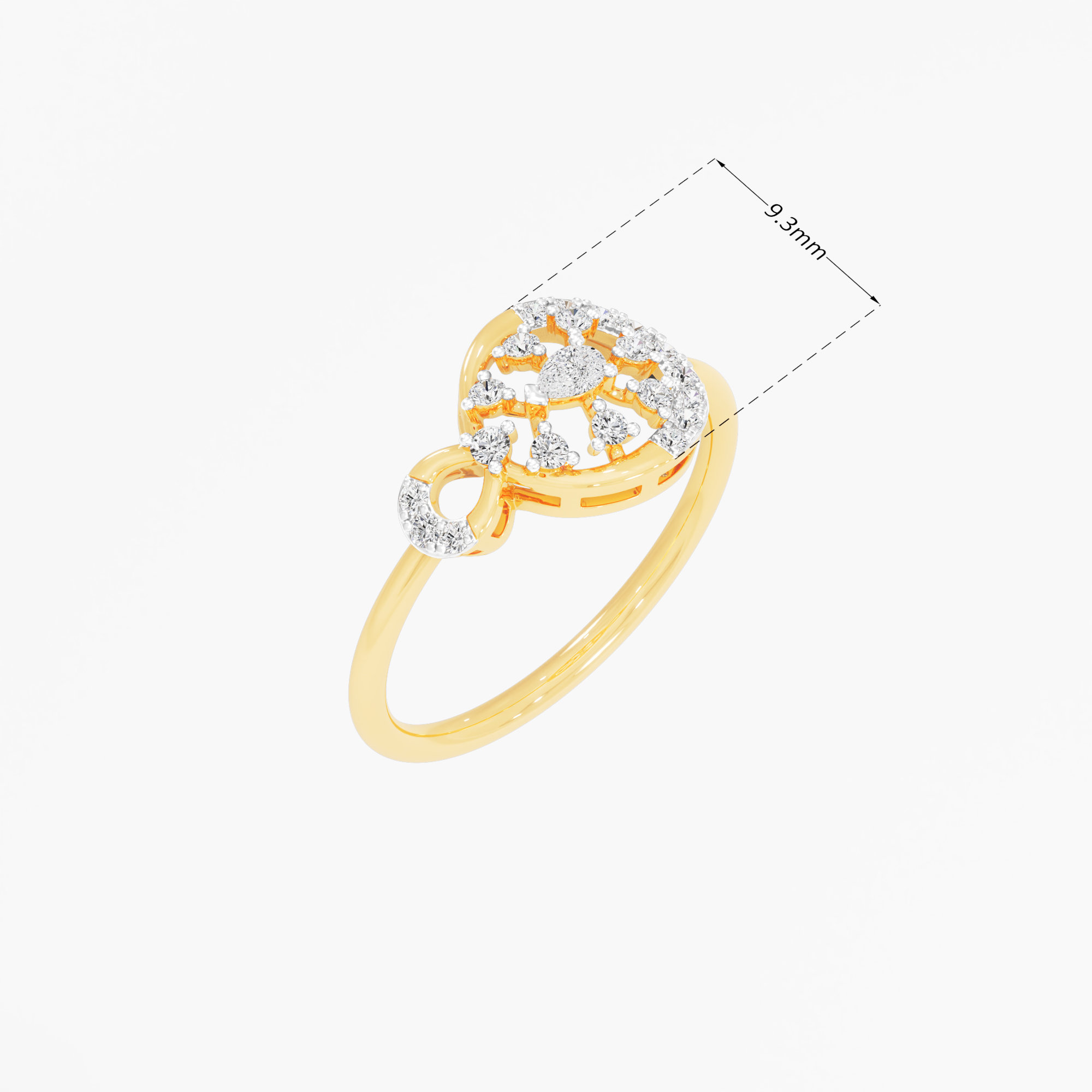 Medallion Halo Diamond Ring in 9KT Yellow Gold (Diamond Quality: FG-VVS VS)