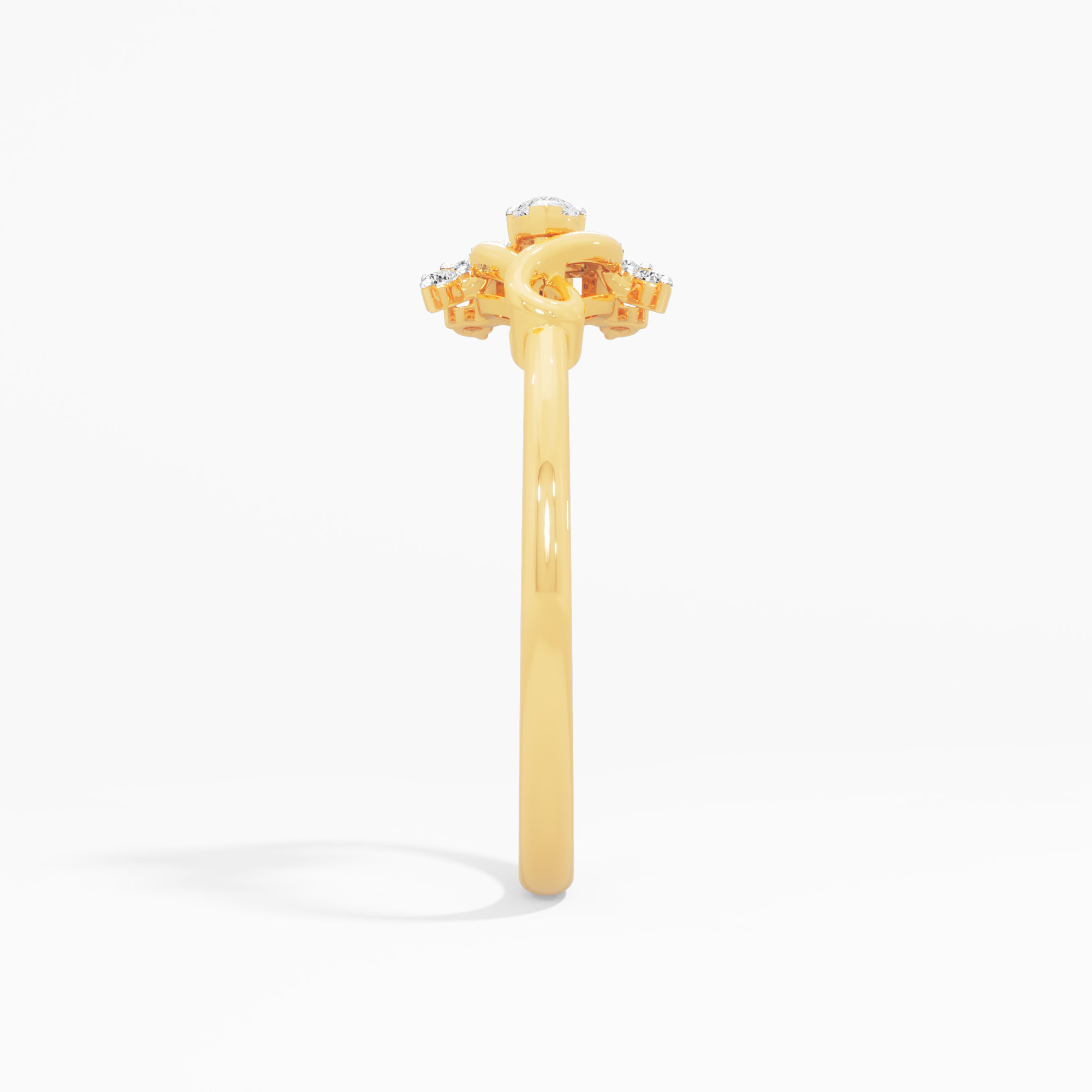 Infinity Knot Pear Diamond Ring in 9KT Yellow Gold (Diamond Quality: FG-VVS VS)