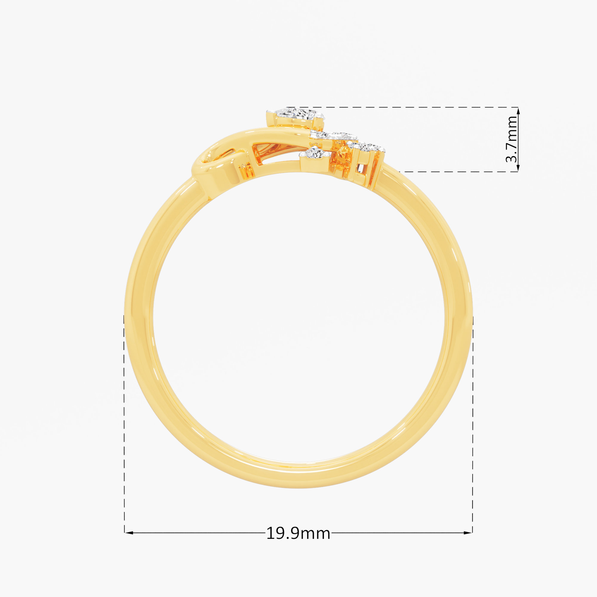 Infinity Knot Pear Diamond Ring in 9KT Yellow Gold (Diamond Quality: FG-VVS VS)