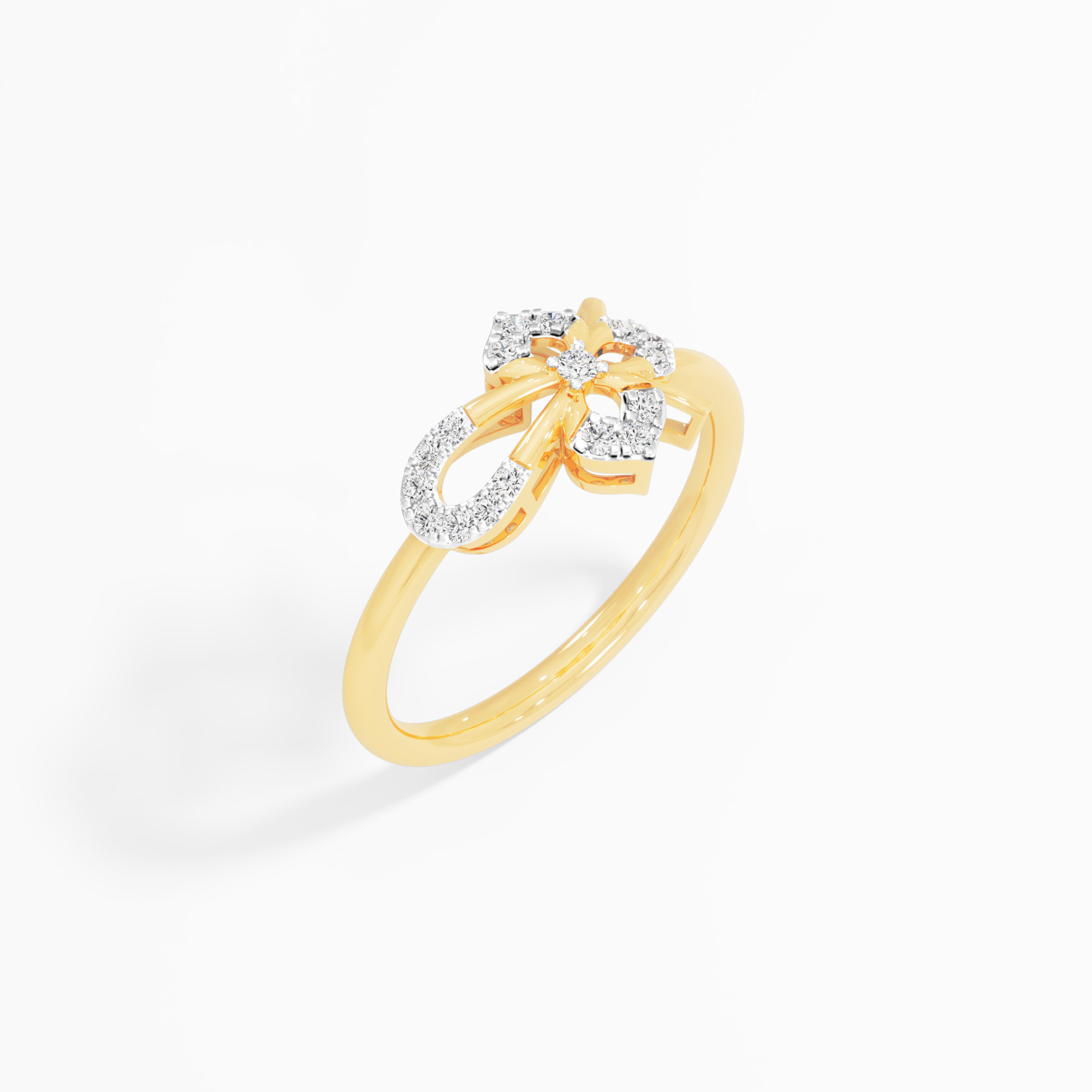 Bow Knot Diamond Ring in 9KT Yellow Gold (Diamond Quality: FG-VVS VS)