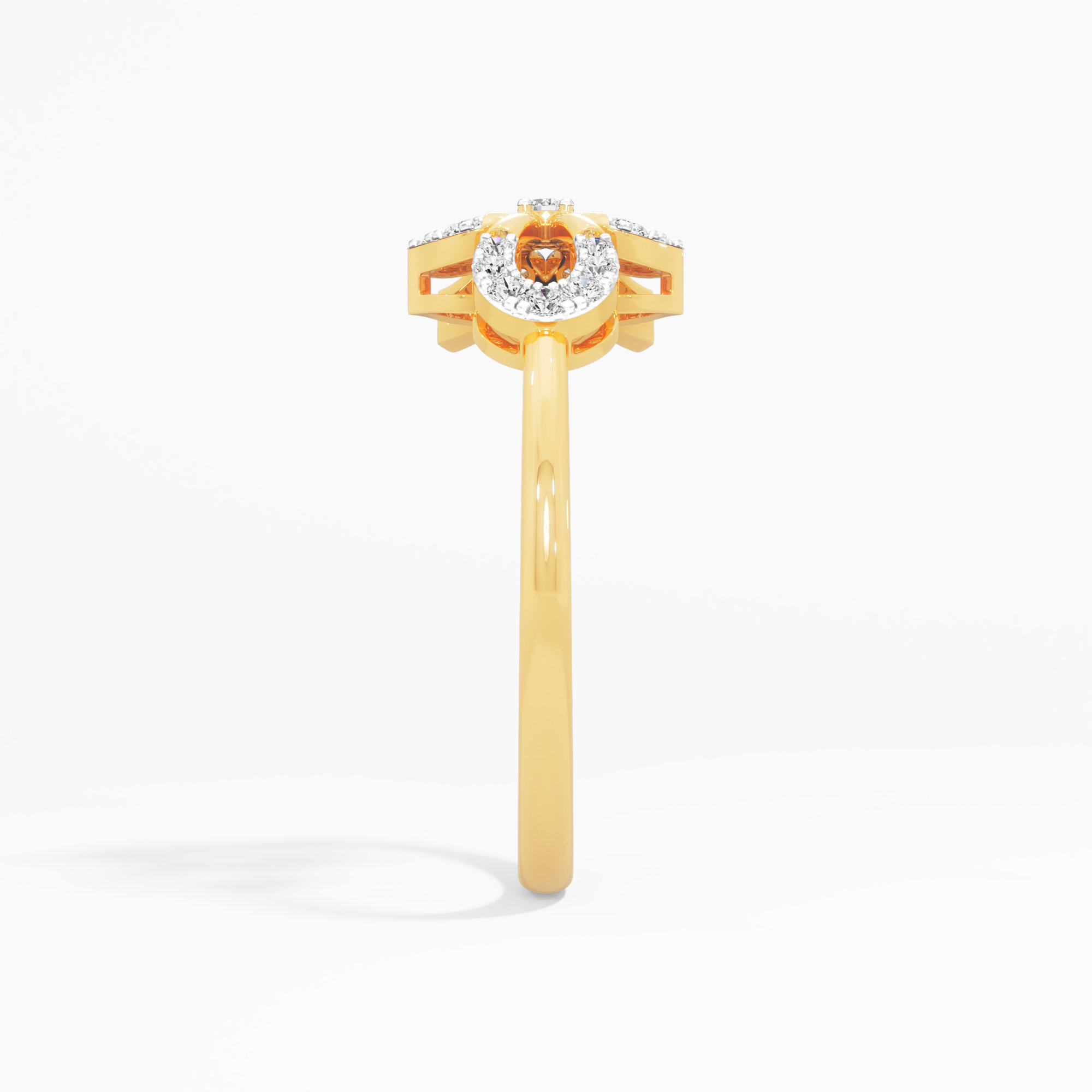 Bow Knot Diamond Ring in 9KT Yellow Gold (Diamond Quality: FG-VVS VS)