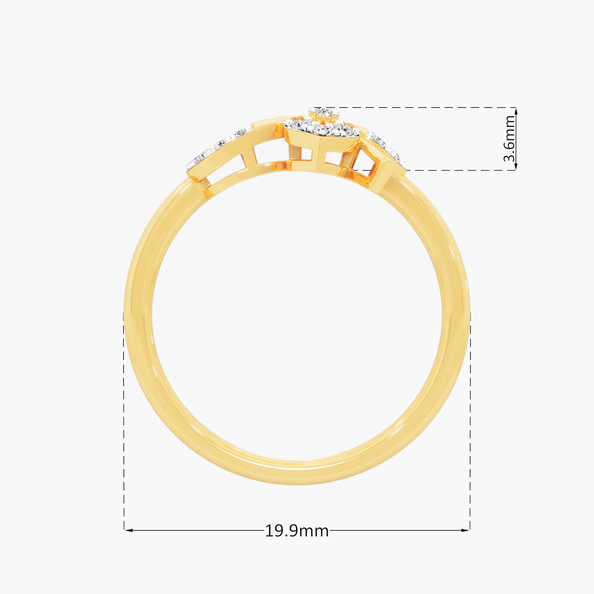 Bow Knot Diamond Ring in 9KT Yellow Gold (Diamond Quality: FG-VVS VS)