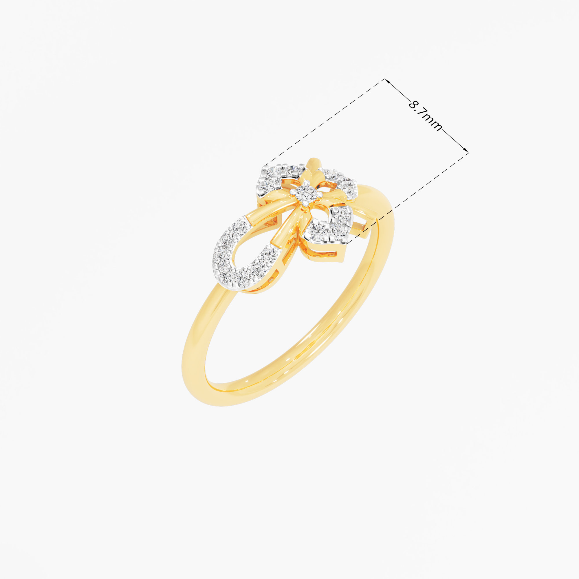 Bow Knot Diamond Ring in 9KT Yellow Gold (Diamond Quality: FG-VVS VS)
