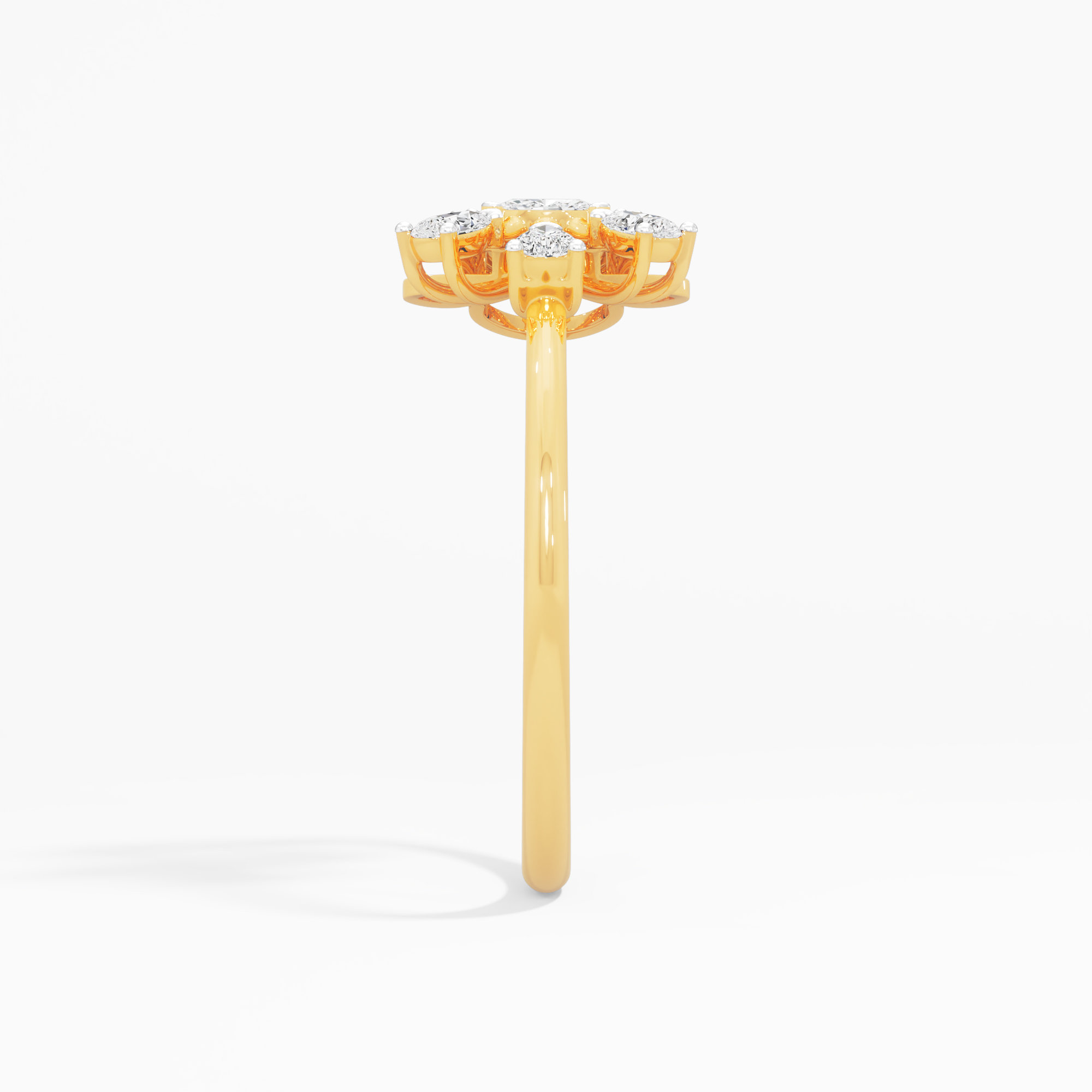 Winged Petal Pear Diamond Ring in 9KT Yellow Gold (Diamond Quality: FG-VVS VS)