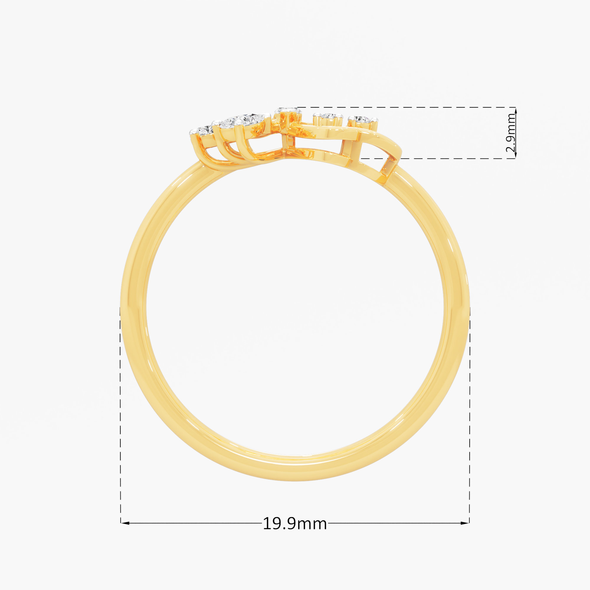 Winged Petal Pear Diamond Ring in 9KT Yellow Gold (Diamond Quality: FG-VVS VS)