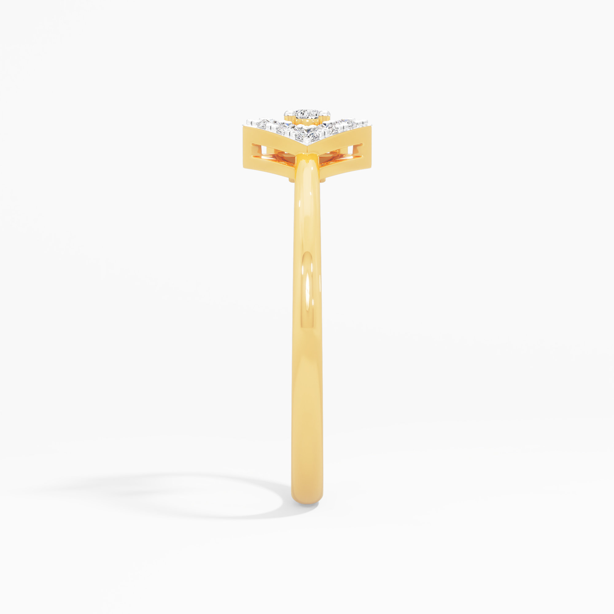 Arrow Frame Pear Diamond Ring in 9KT Yellow Gold (Diamond Quality: FG-VVS VS)