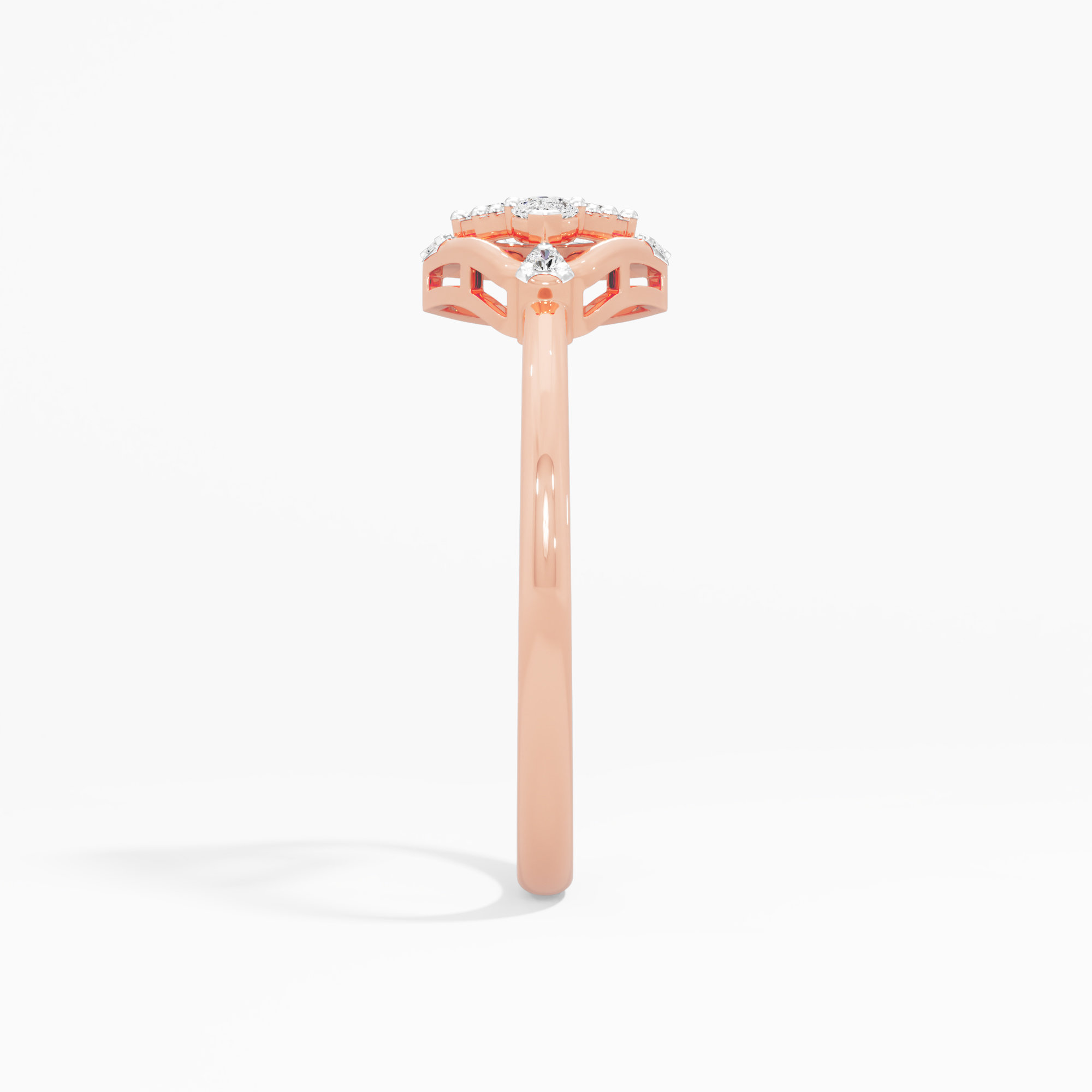 Sculpted Wing Diamond Ring in 9KT Rose Gold (Diamond Quality: FG-VVS VS)
