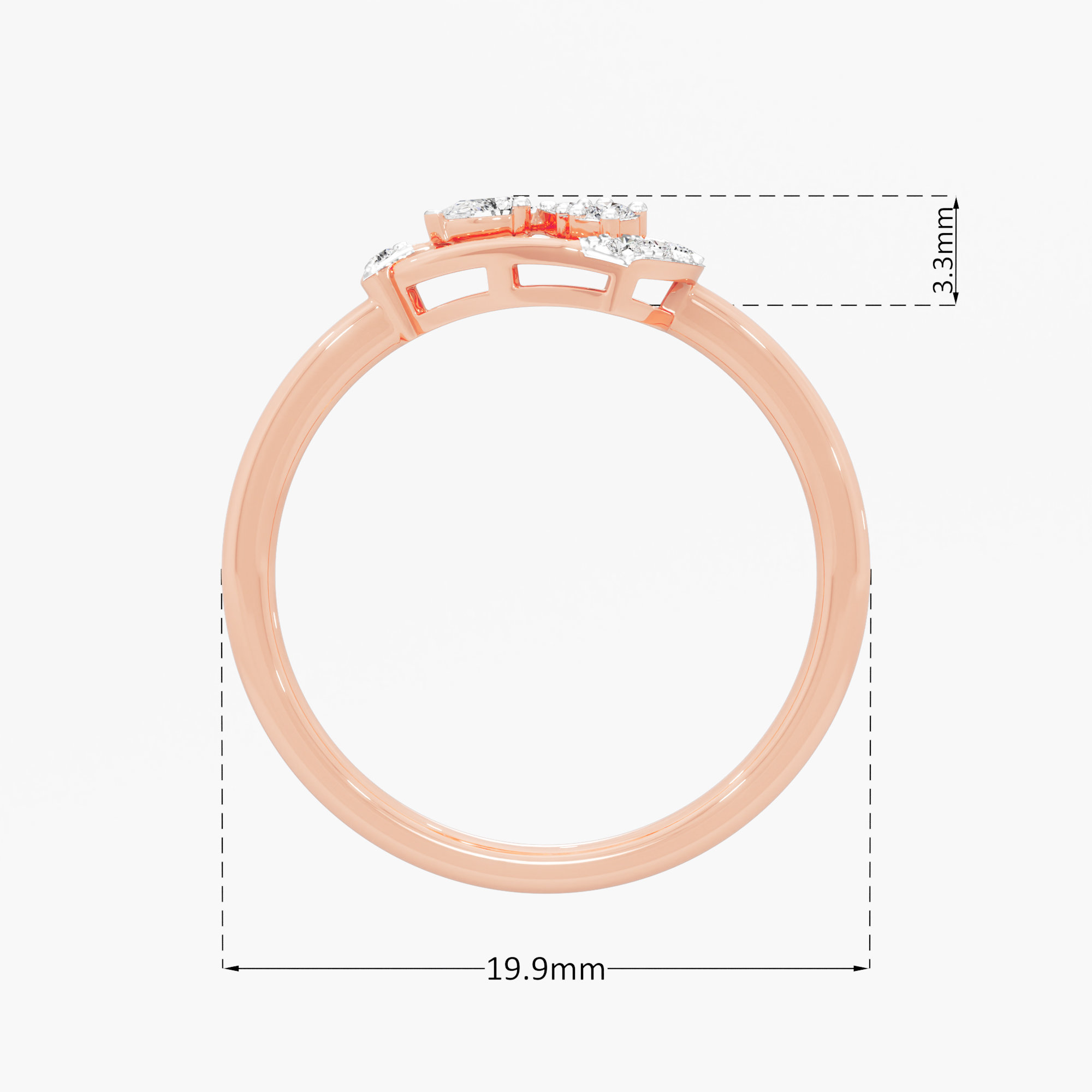 Sculpted Wing Diamond Ring in 9KT Rose Gold (Diamond Quality: FG-VVS VS)