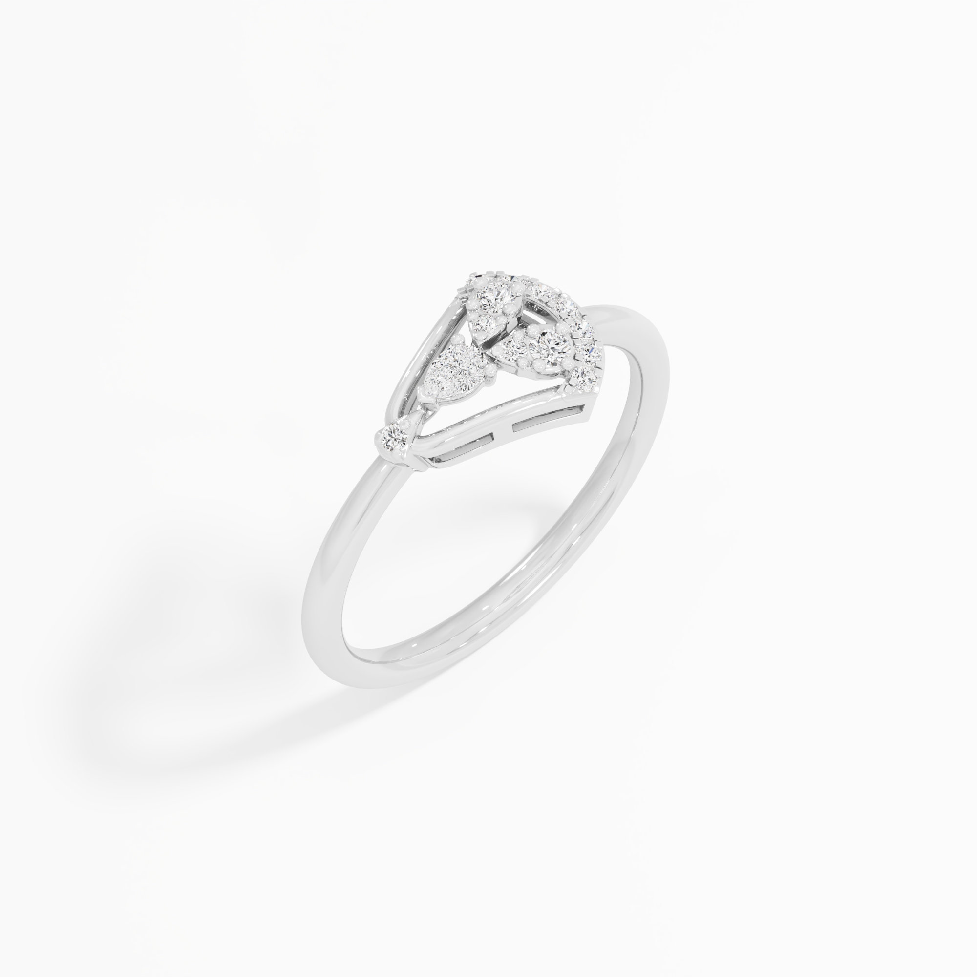 Sculpted Wing Diamond Ring in 9KT White Gold (Diamond Quality: FG-VVS VS)