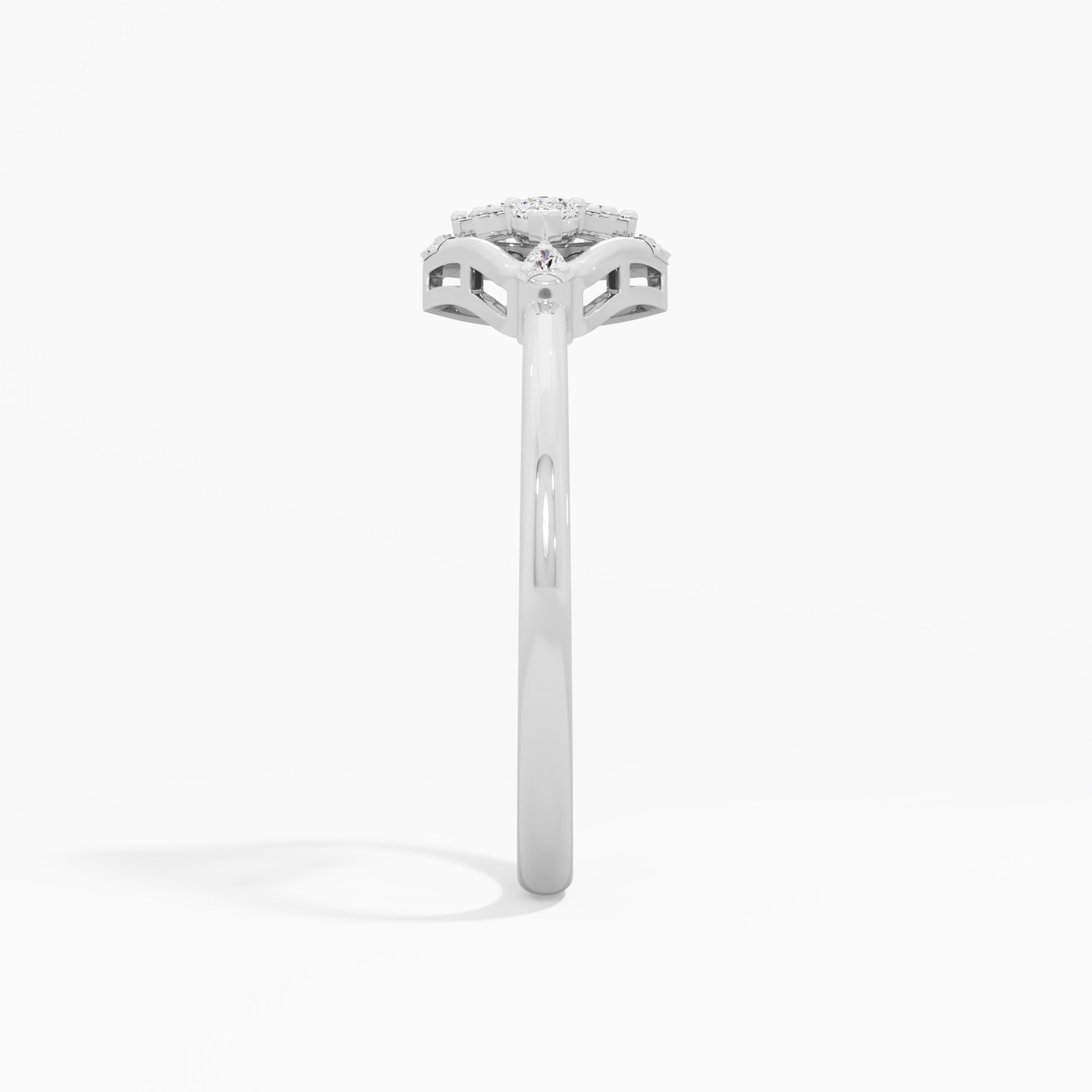 Sculpted Wing Diamond Ring in 9KT White Gold (Diamond Quality: FG-VVS VS)