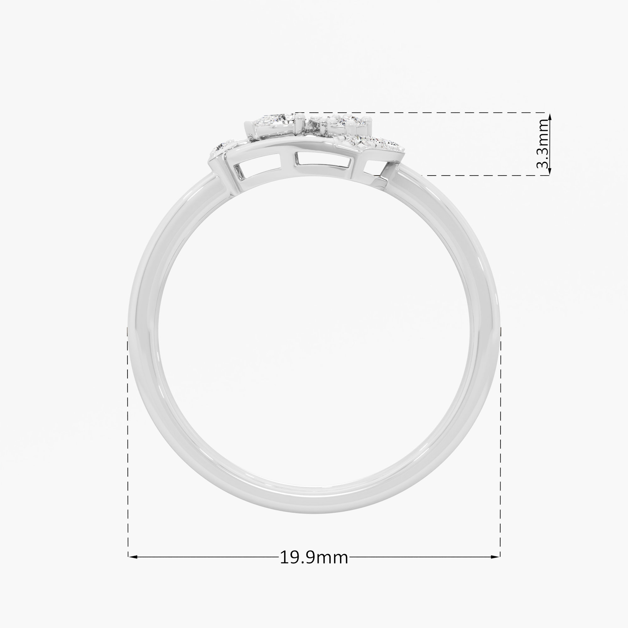 Sculpted Wing Diamond Ring in 9KT White Gold (Diamond Quality: FG-VVS VS)