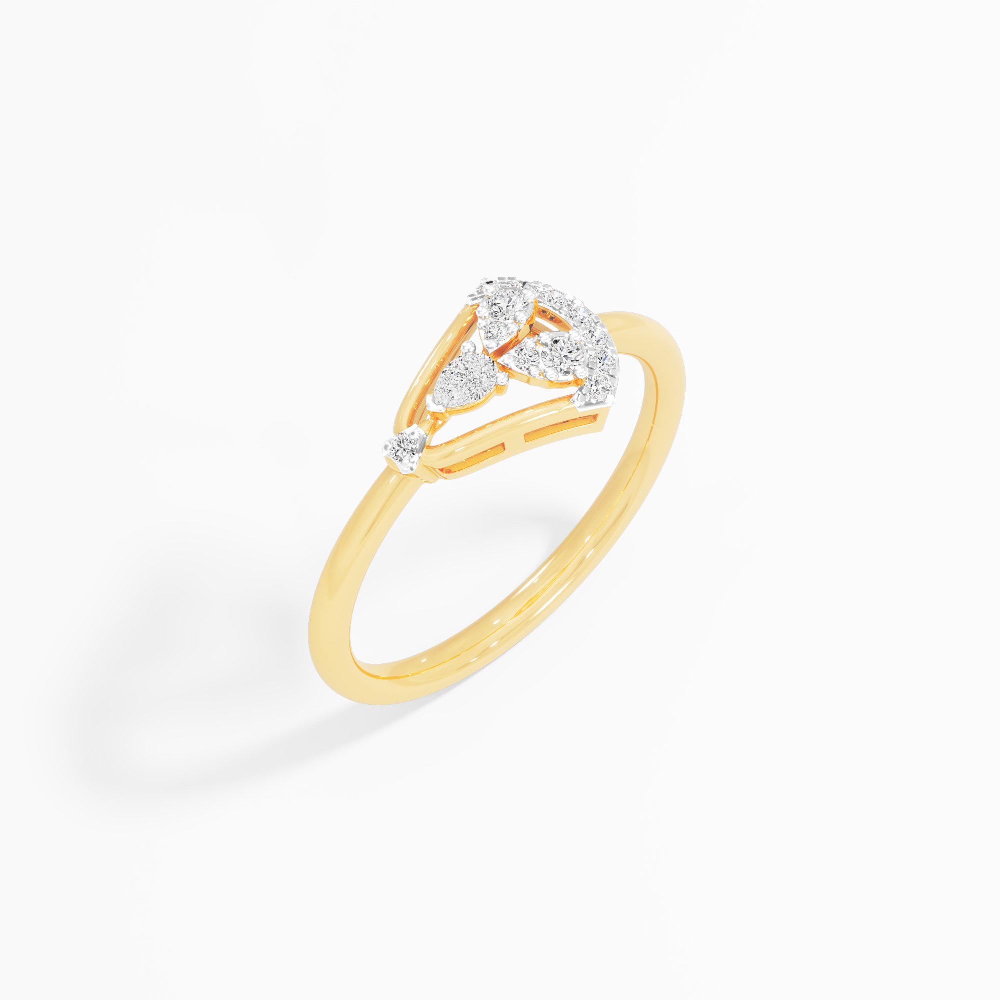 Sculpted Wing Diamond Ring in 9KT Yellow Gold (Diamond Quality: FG-VVS VS)