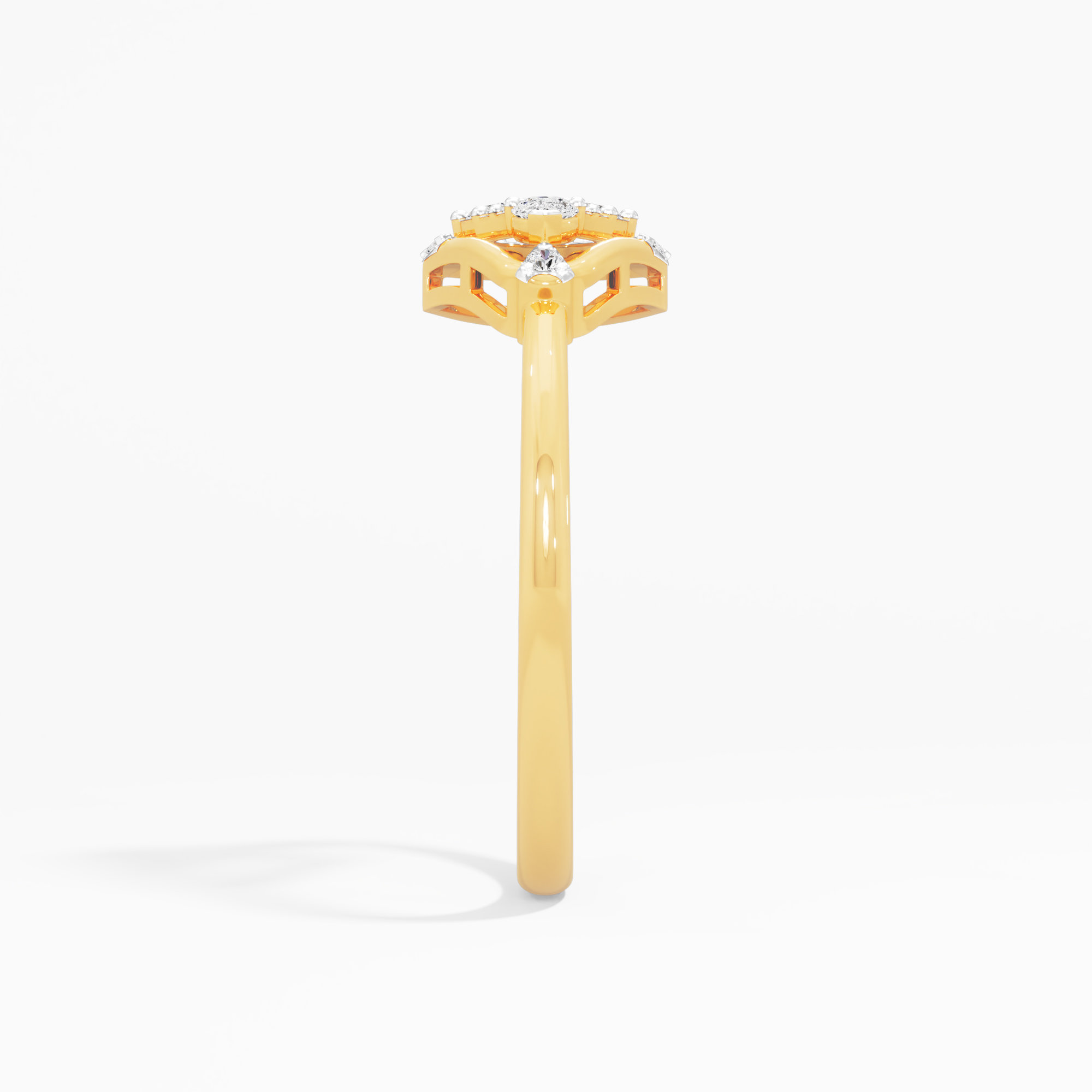 Sculpted Wing Diamond Ring in 9KT Yellow Gold (Diamond Quality: FG-VVS VS)