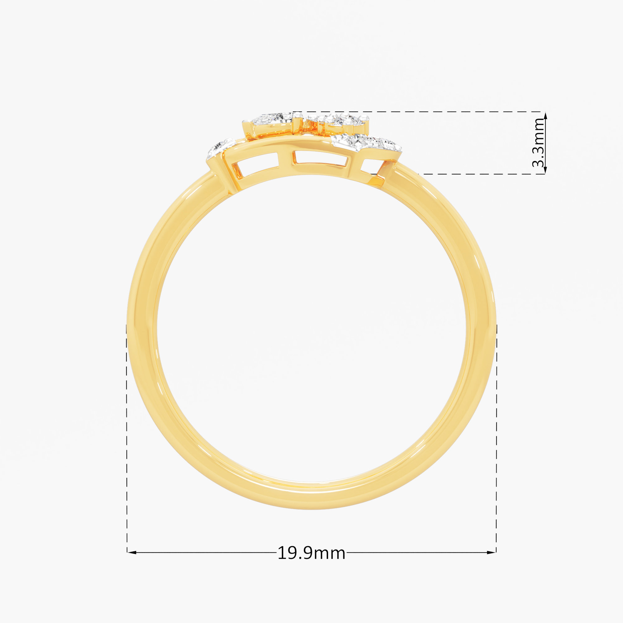 Sculpted Wing Diamond Ring in 9KT Yellow Gold (Diamond Quality: FG-VVS VS)