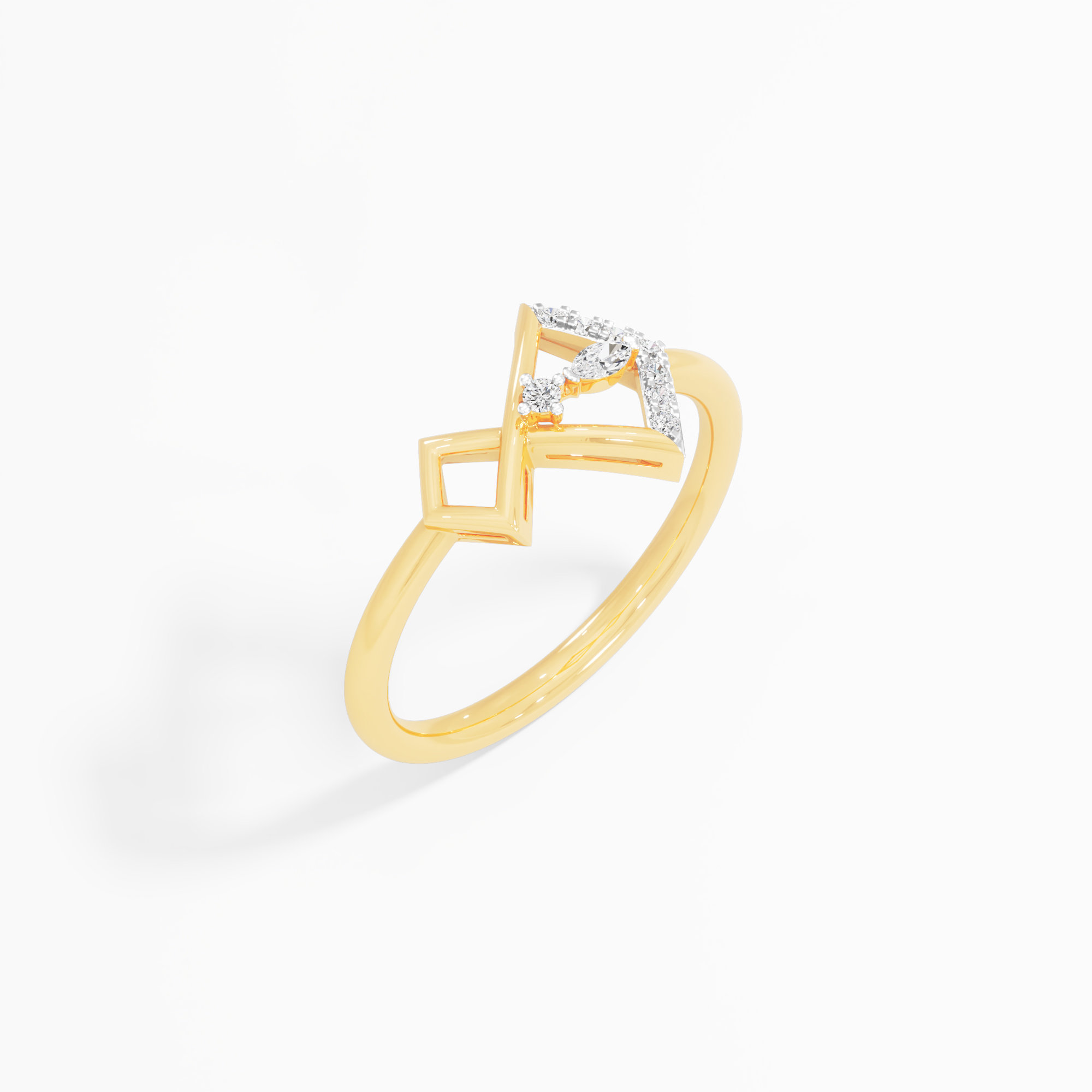 Origami Dream Diamond Ring in 9KT Yellow Gold (Diamond Quality: FG-VVS VS)