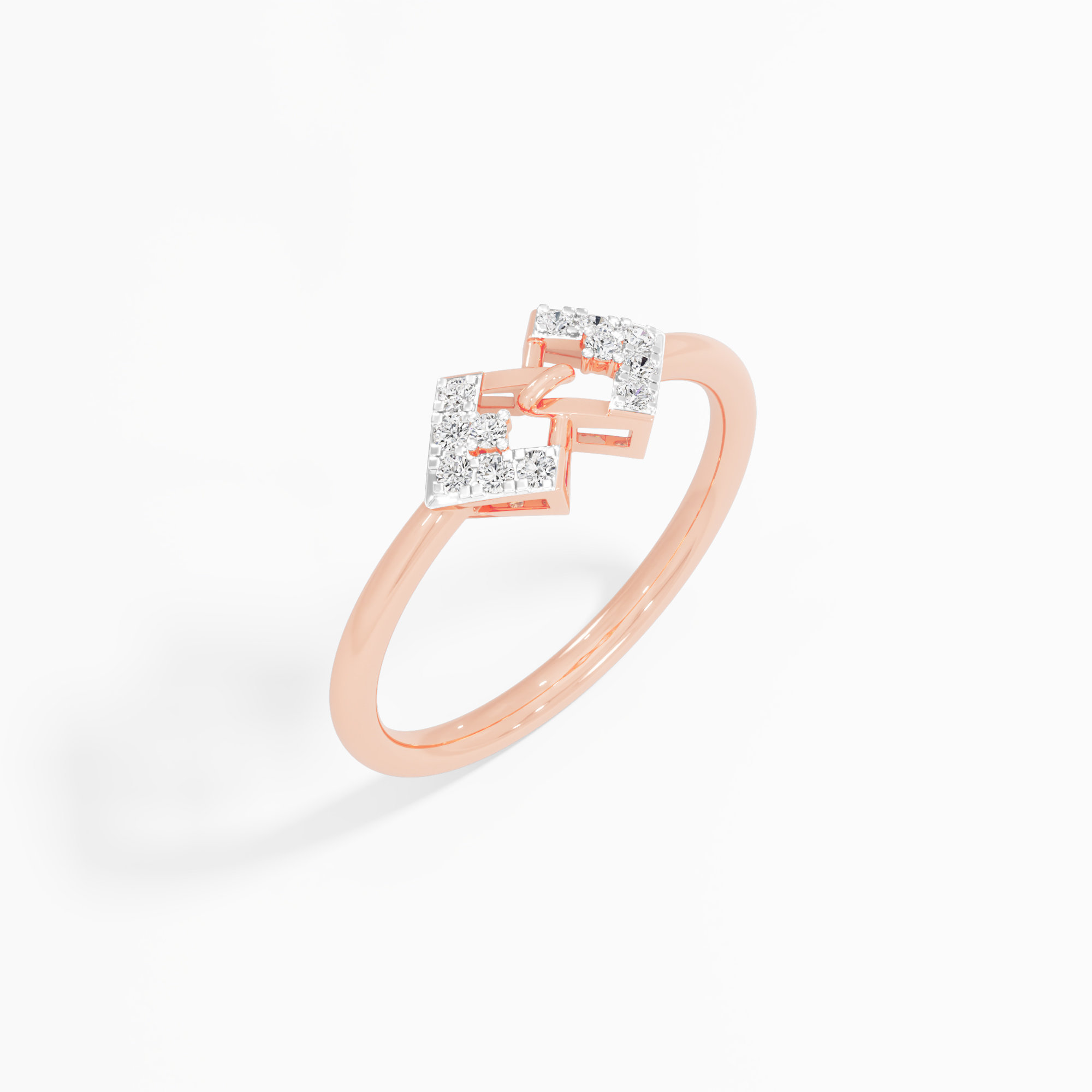 Knot Weave Diamond Ring in 9KT Rose Gold (Diamond Quality: FG-VVS VS)