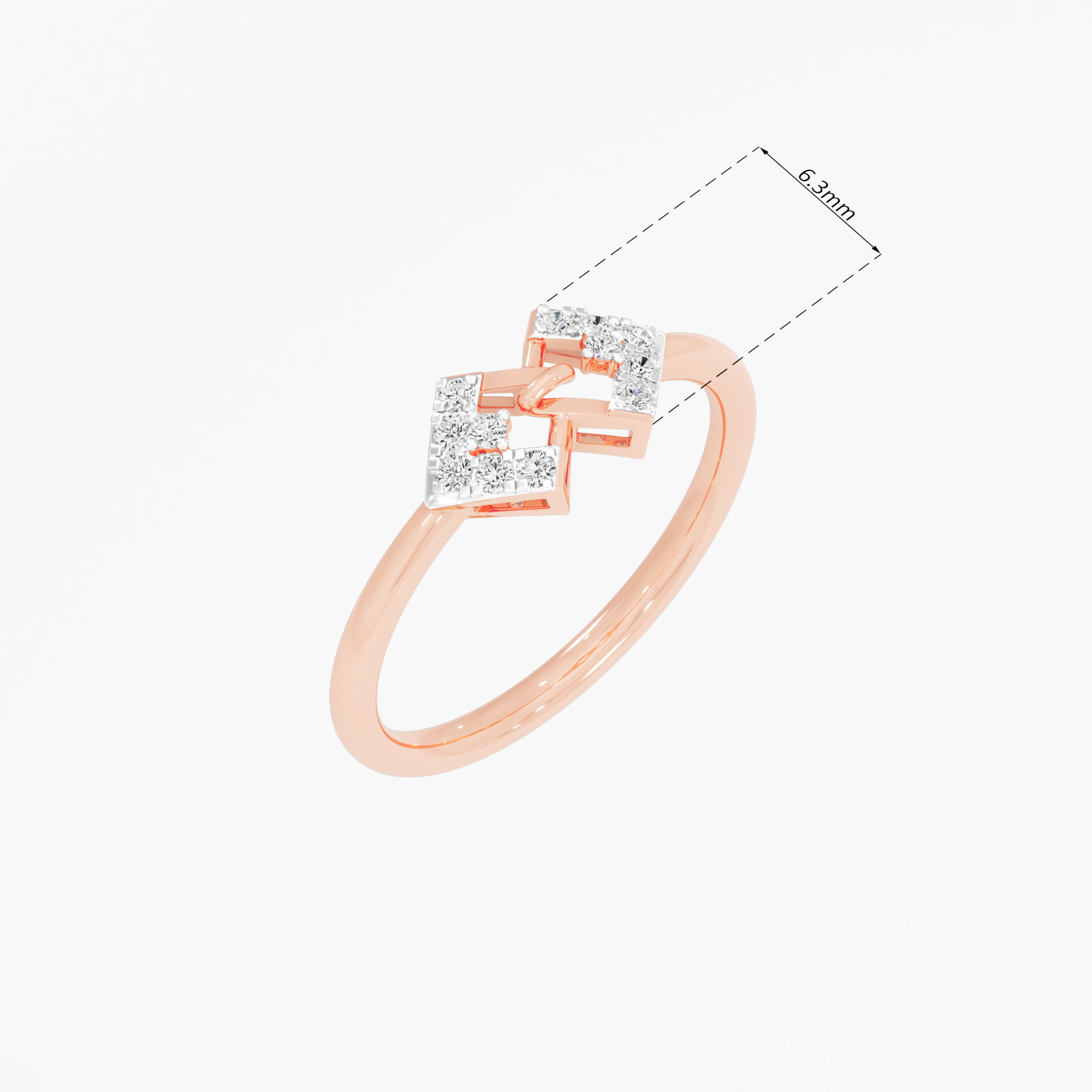 Knot Weave Diamond Ring in 9KT Rose Gold (Diamond Quality: FG-VVS VS)
