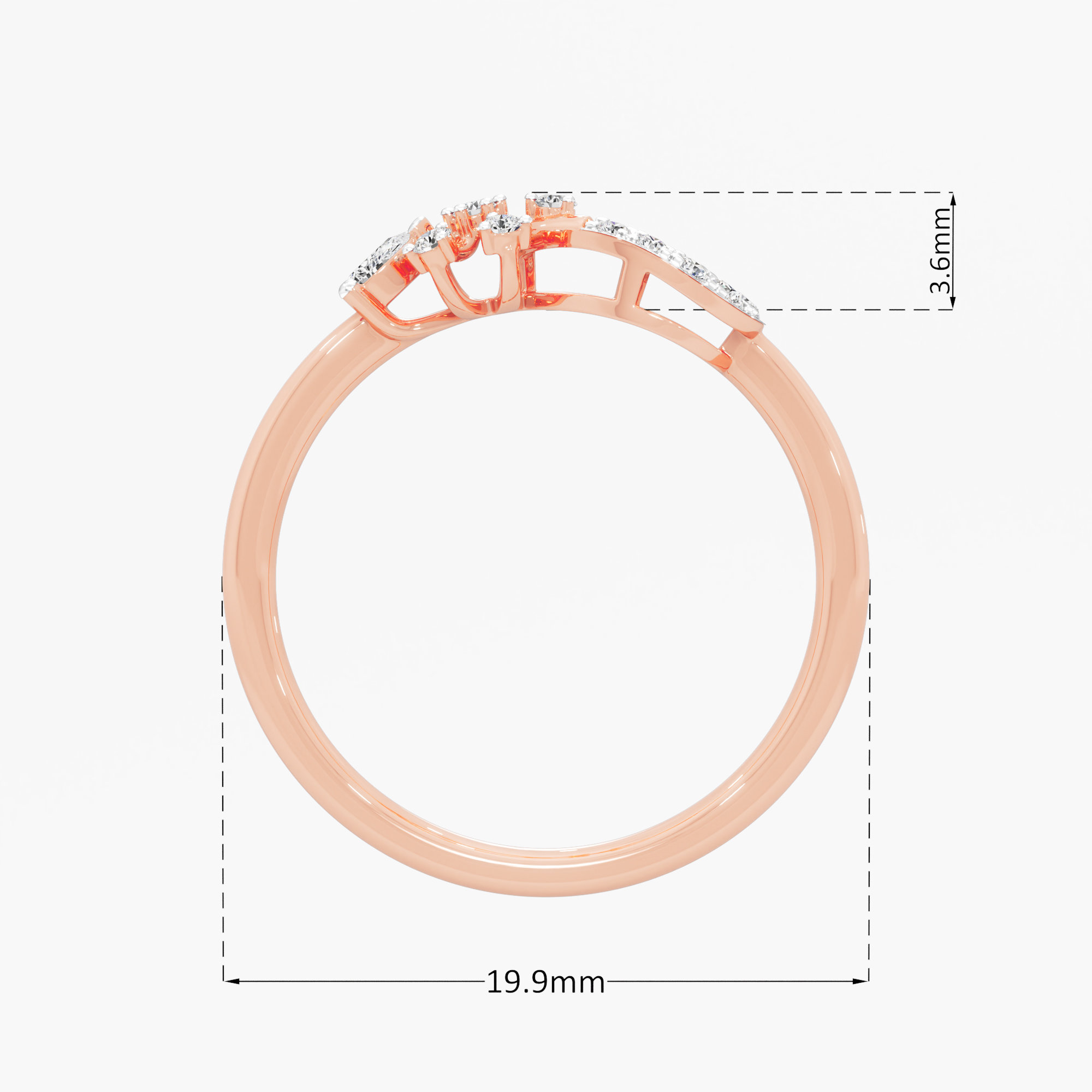Infinity Flare Diamond Ring in 9KT Rose Gold (Diamond Quality: FG-VVS VS)