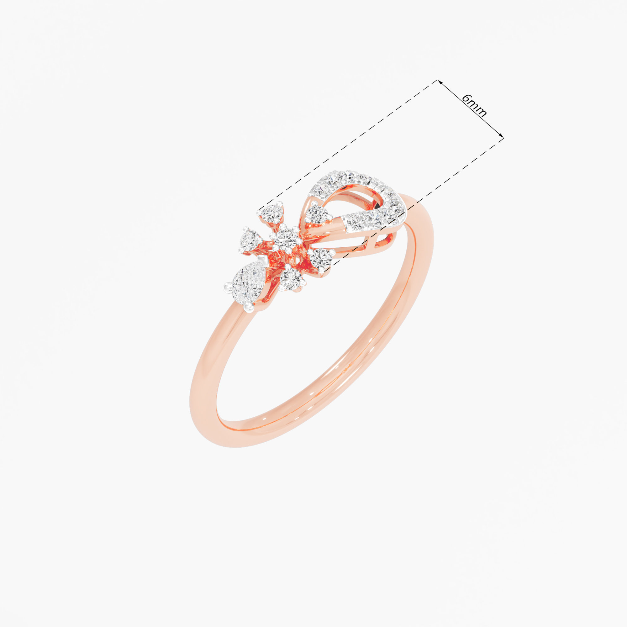 Infinity Flare Diamond Ring in 9KT Rose Gold (Diamond Quality: FG-VVS VS)