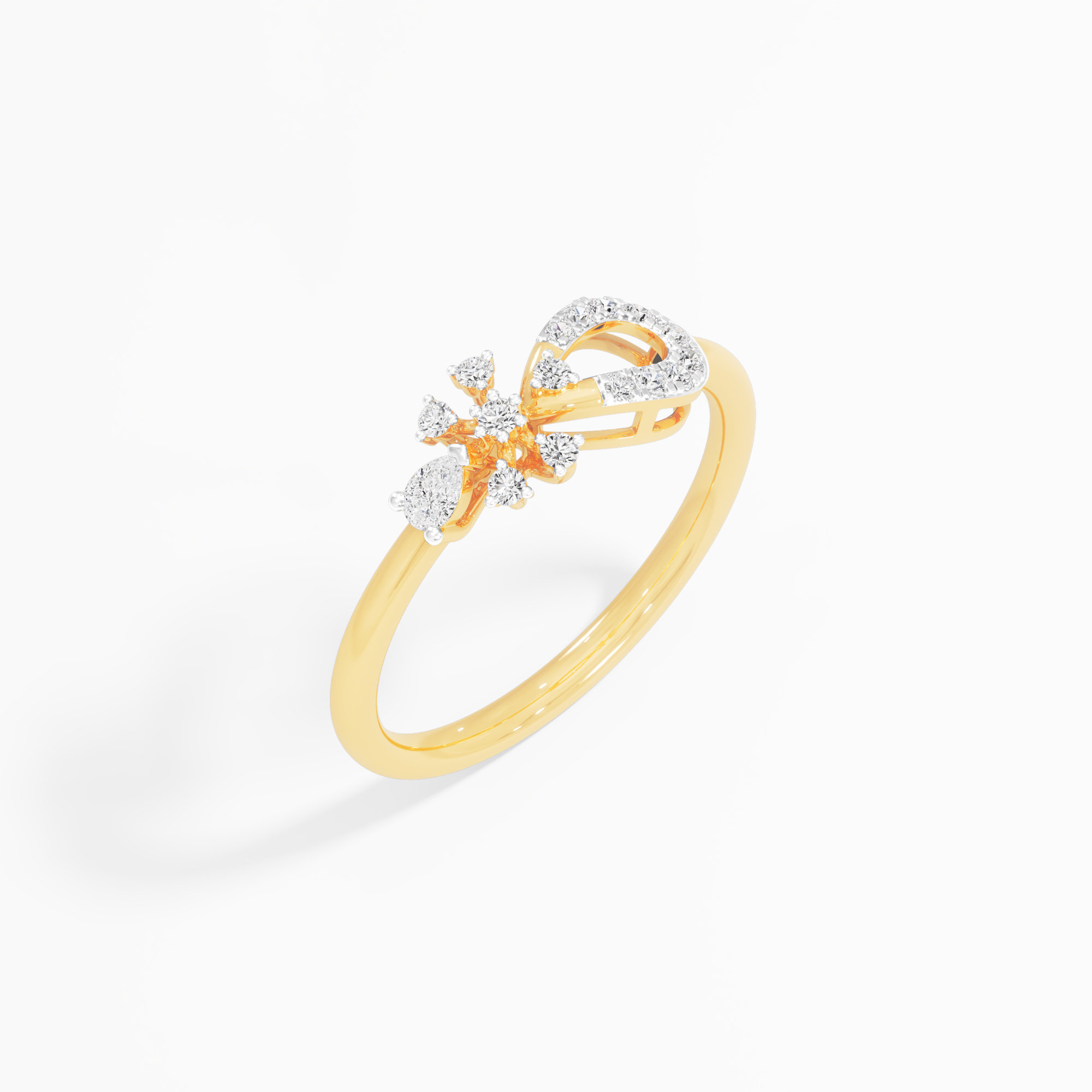 Infinity Flare Diamond Ring in 9KT Yellow Gold (Diamond Quality: FG-VVS VS)