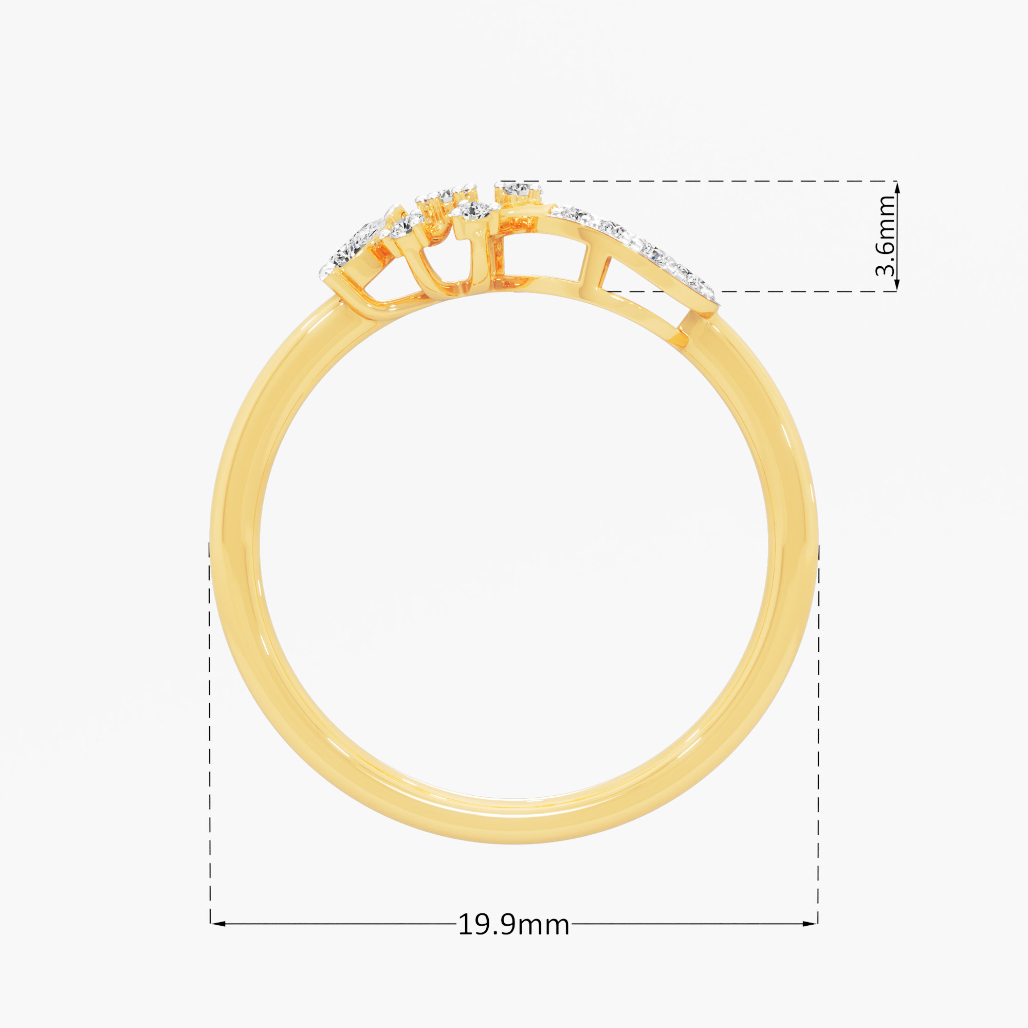 Infinity Flare Diamond Ring in 9KT Yellow Gold (Diamond Quality: FG-VVS VS)