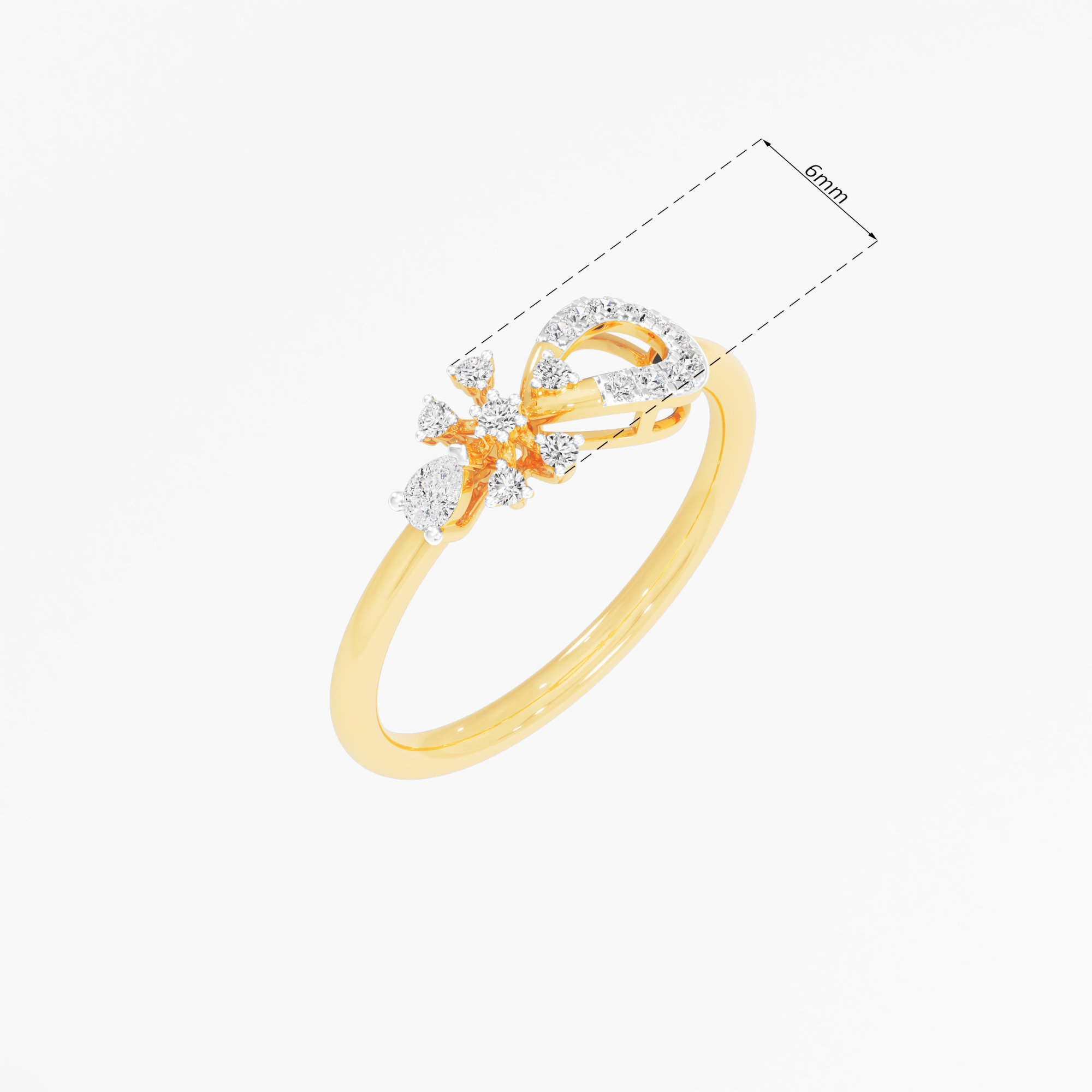 Infinity Flare Diamond Ring in 9KT Yellow Gold (Diamond Quality: FG-VVS VS)